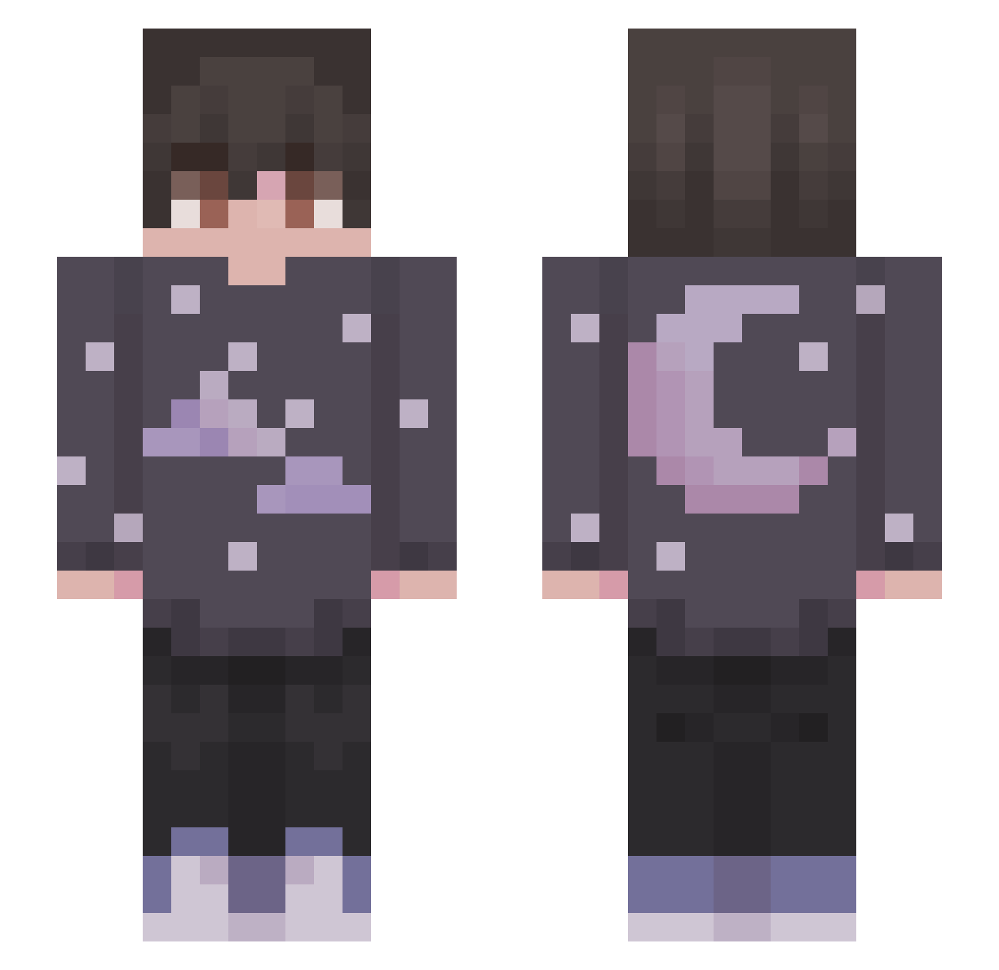 Thebestyissi Minecraft skin, front and back view