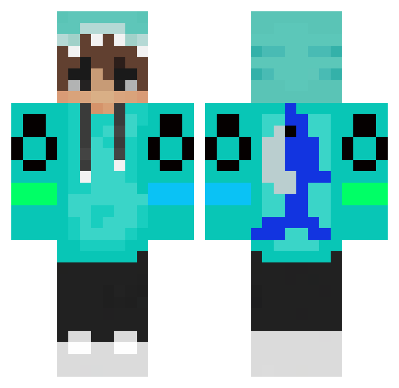 akulatop1 Minecraft skin, front and back view