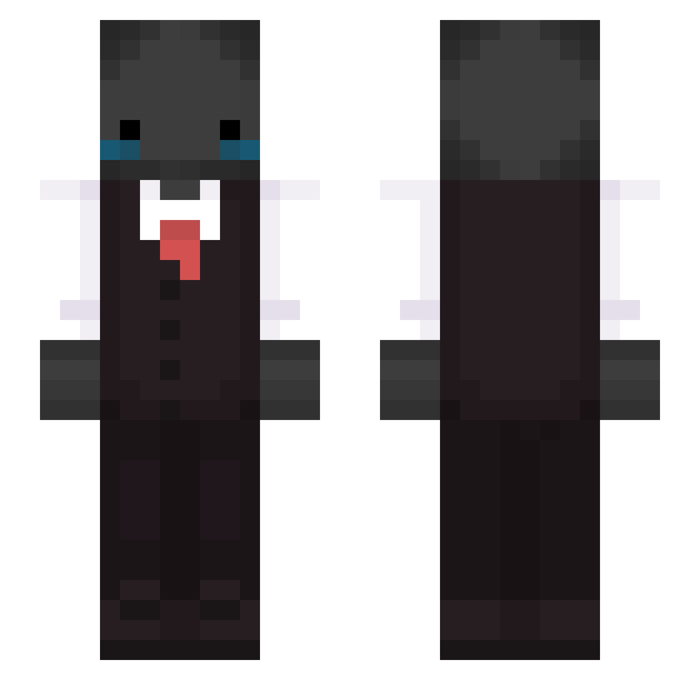 JustFishSticks Minecraft skin, front and back view
