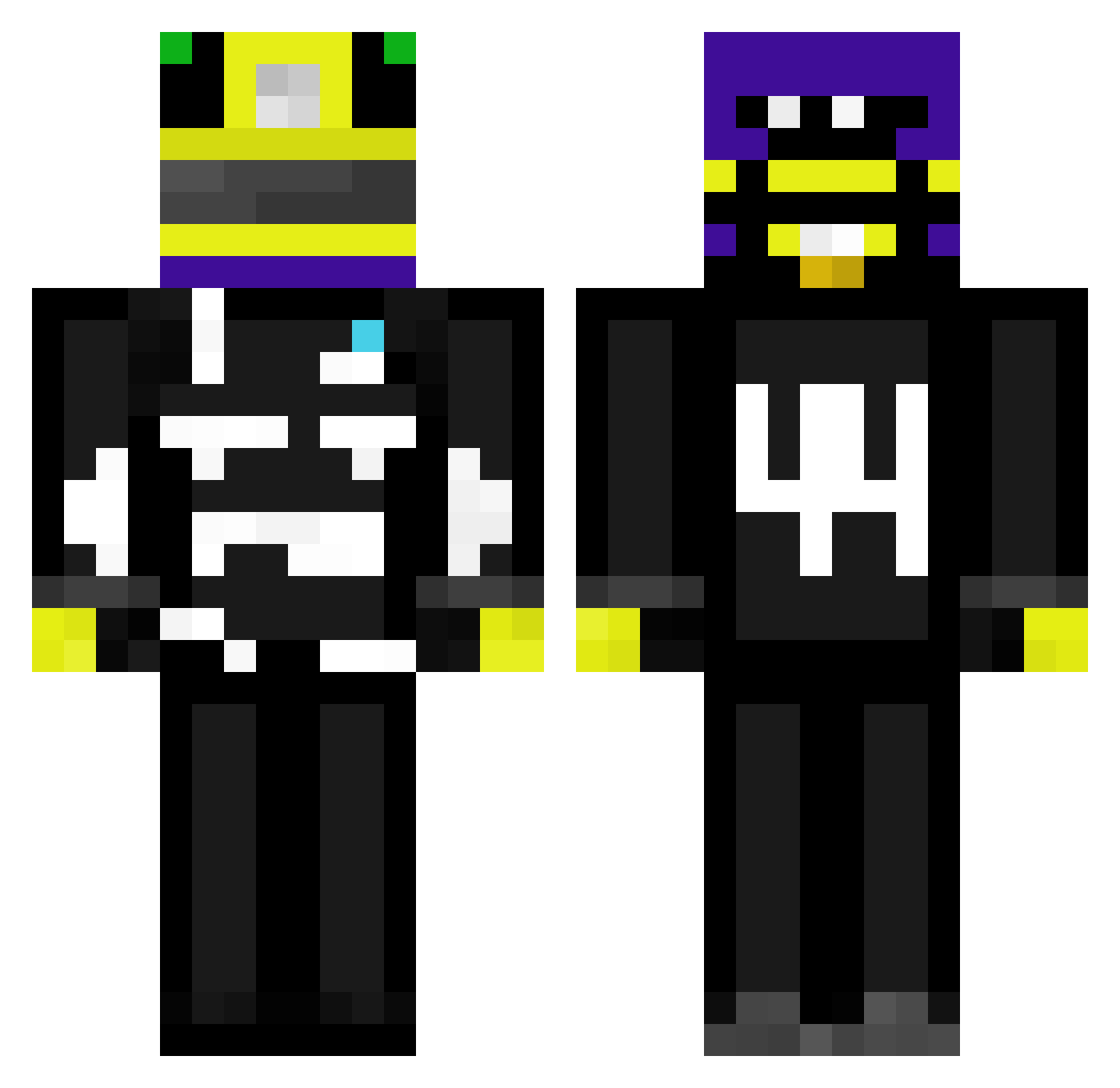 Dziony Minecraft skin, front and back view