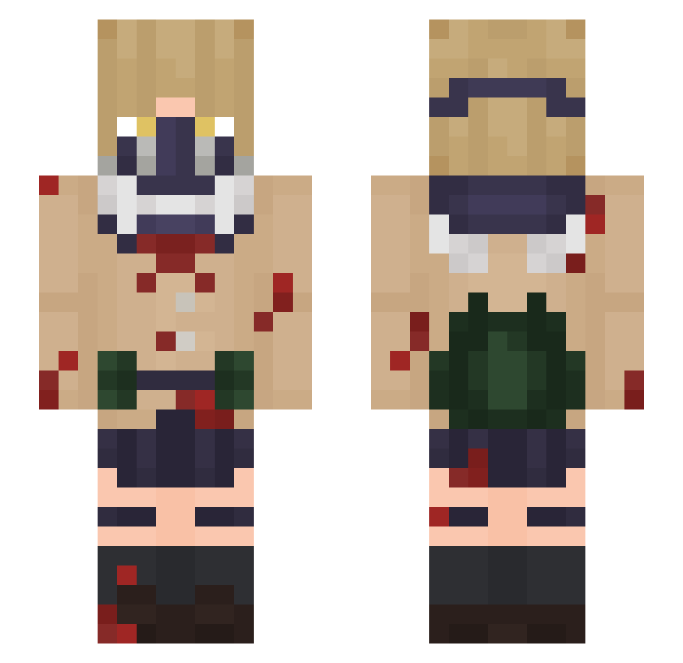 Spawnoftoga Minecraft skin, front and back view