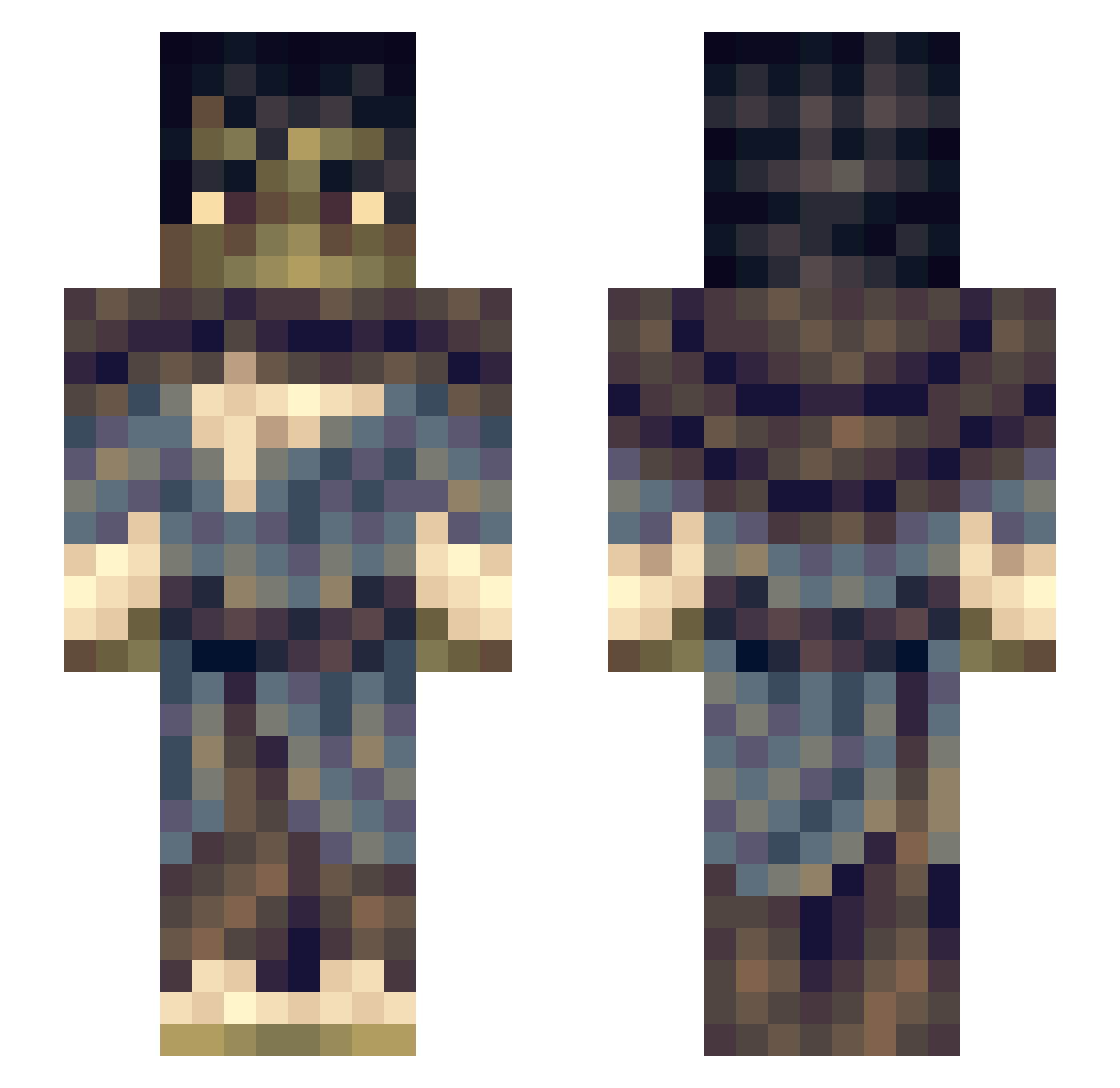 obnate Minecraft skin, front and back view