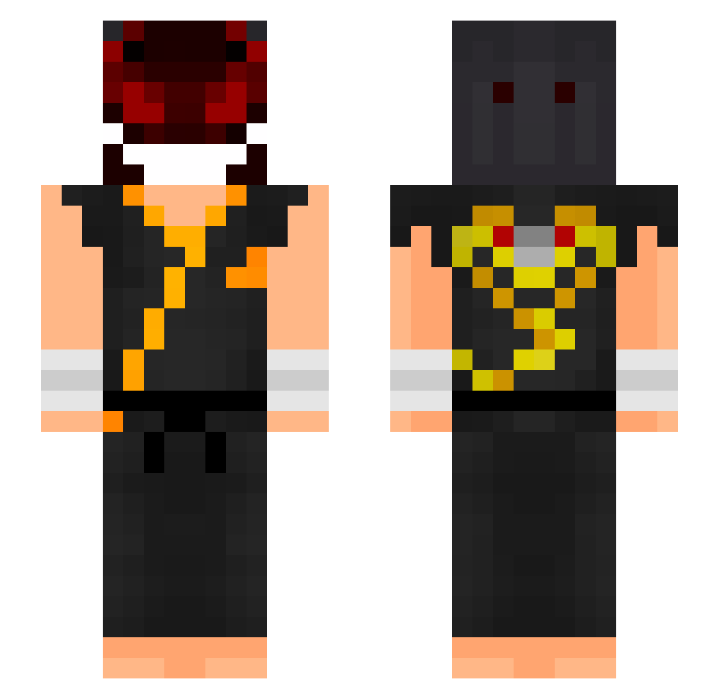 Yqne Minecraft skin, front and back view