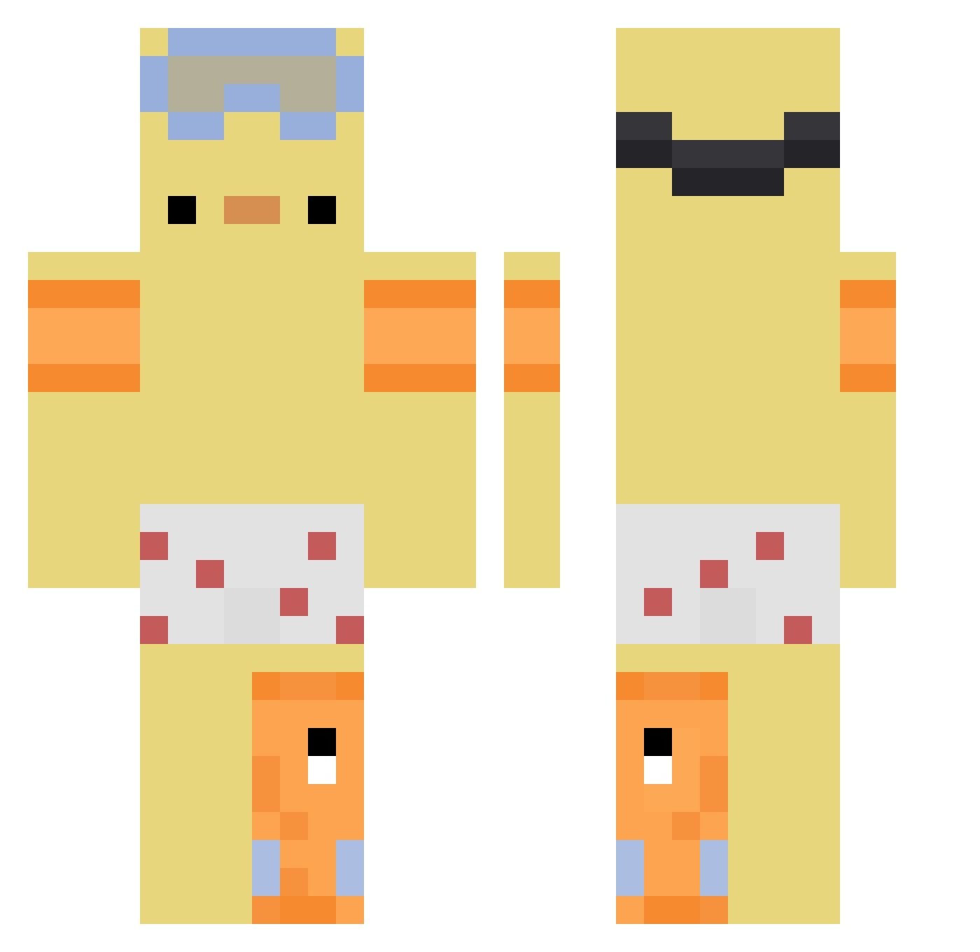 Maypops Minecraft skin, front and back view