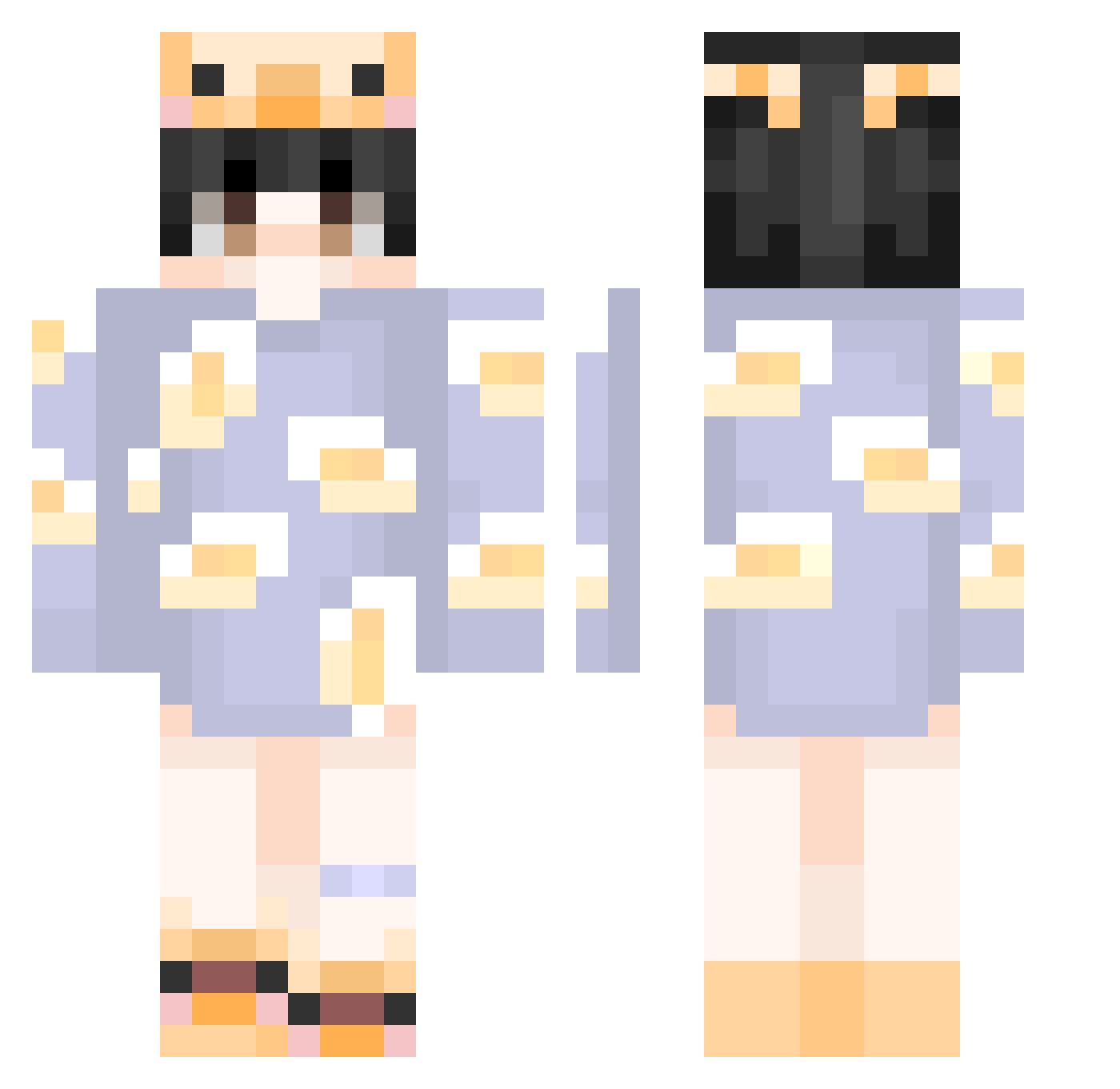 ItsEridus Minecraft skin, front and back view