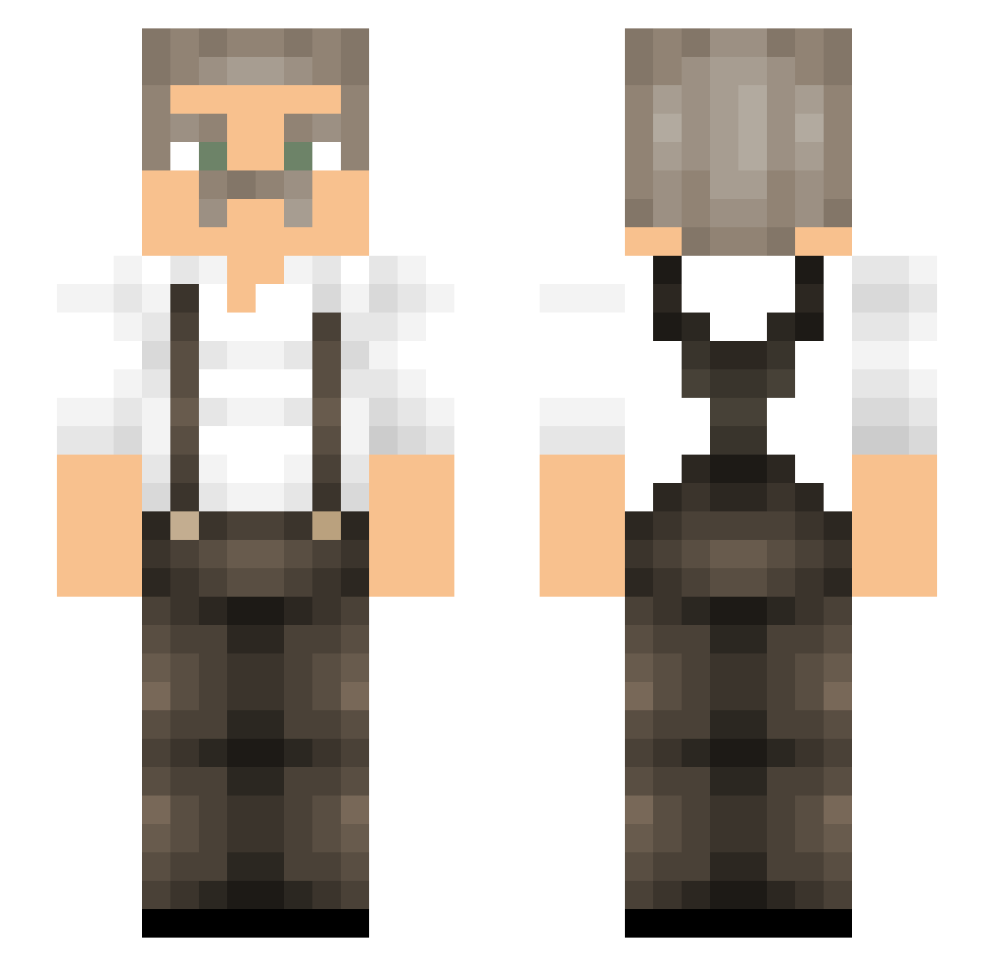 hardlined Minecraft skin, front and back view