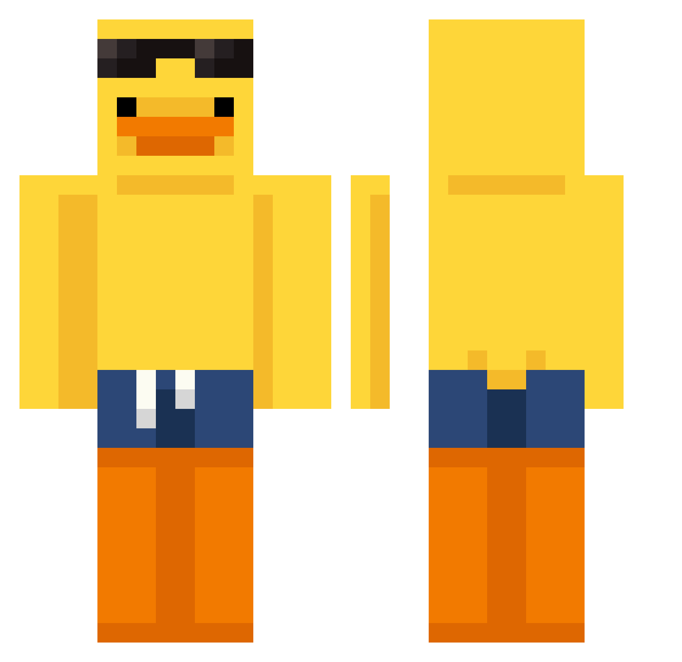 DuraMON Minecraft skin, front and back view