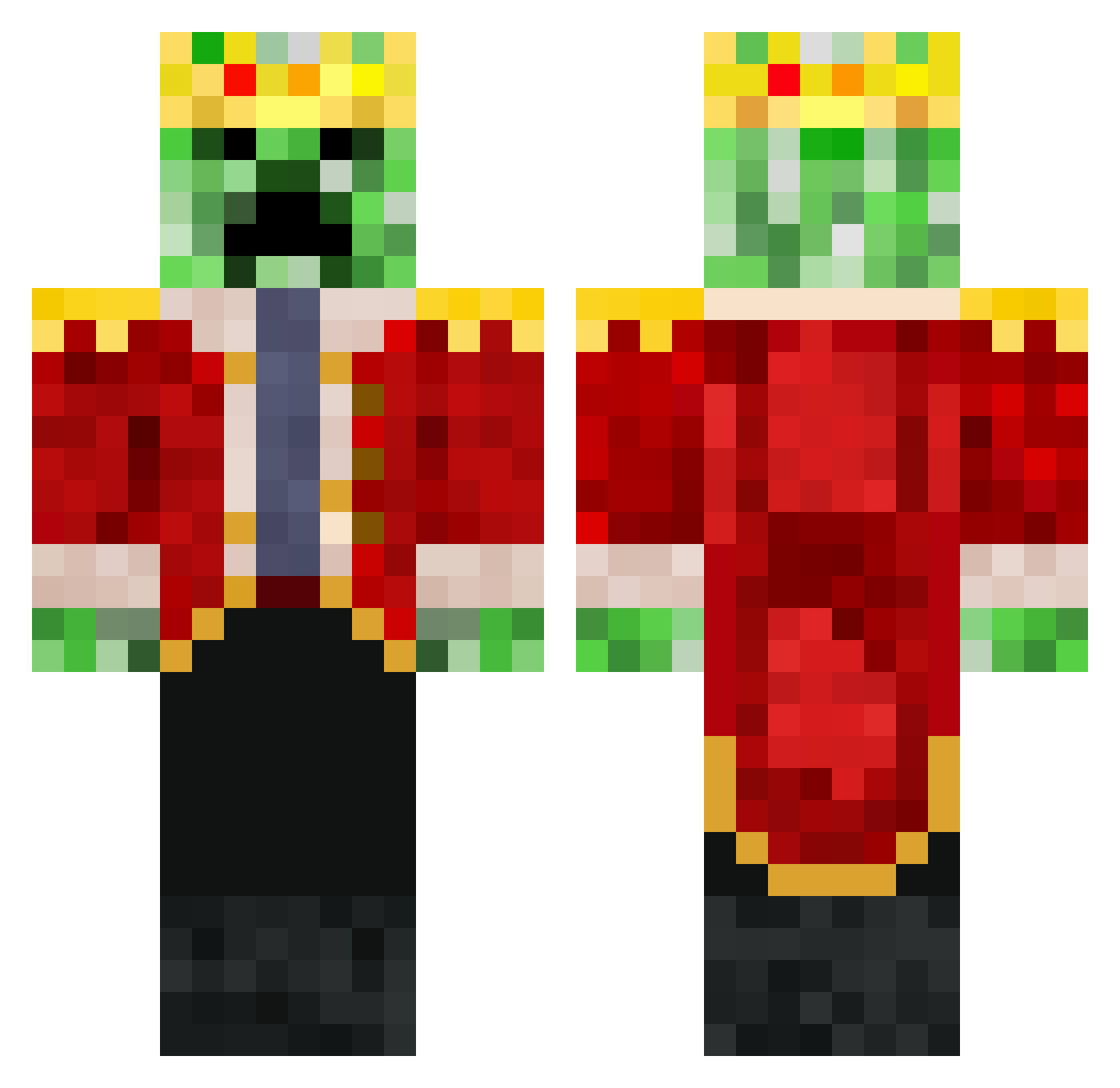 PPiercer Minecraft skin, front and back view