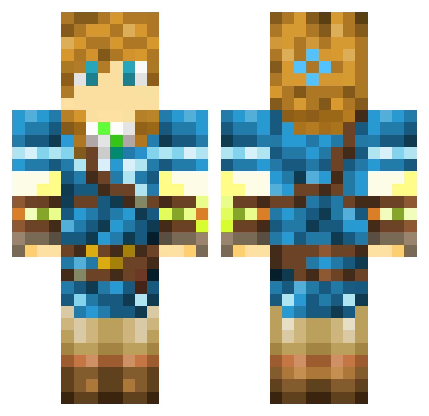 Dadphaestus Minecraft skin, front and back view