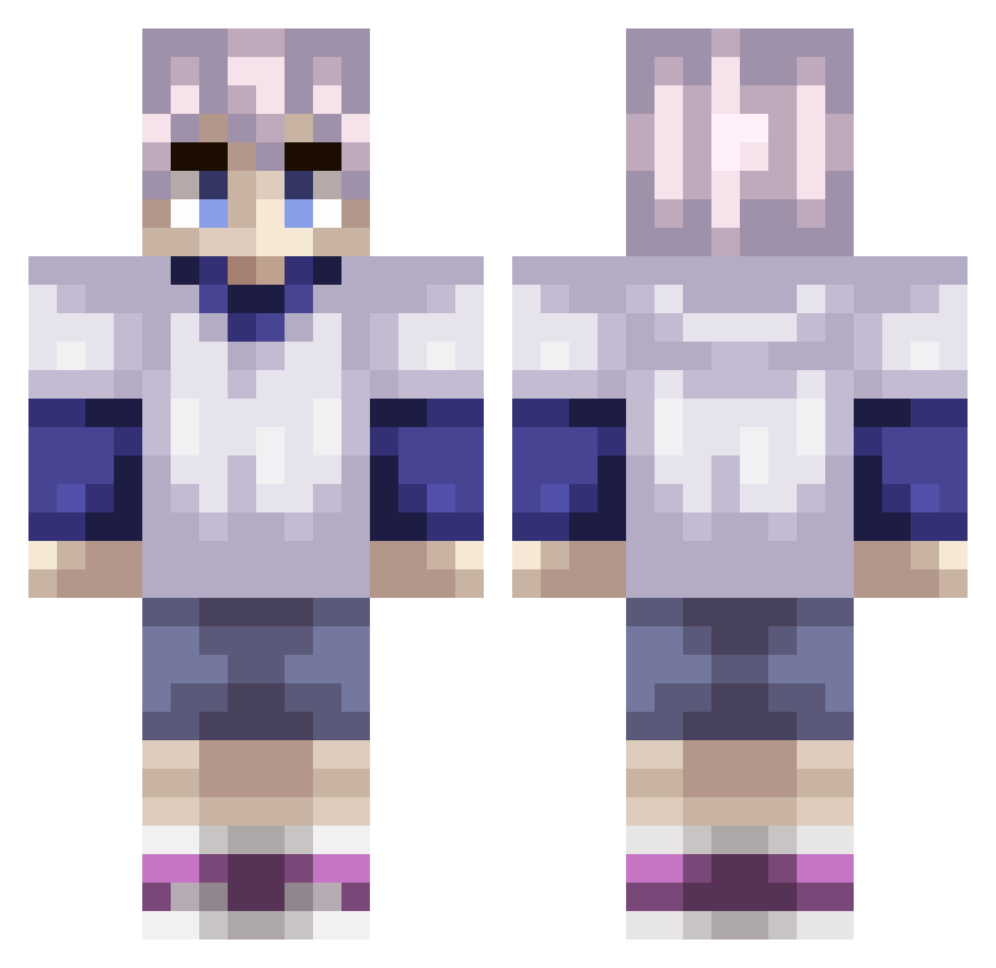 FwV1peR Minecraft skin, front and back view