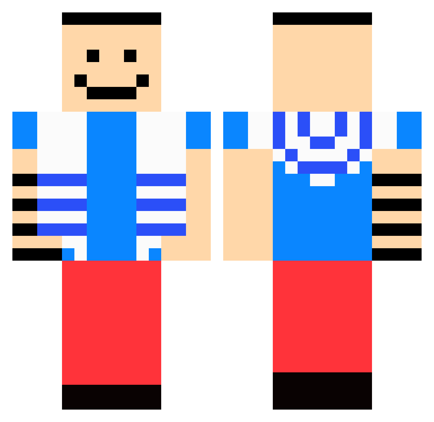Meirer Minecraft skin, front and back view