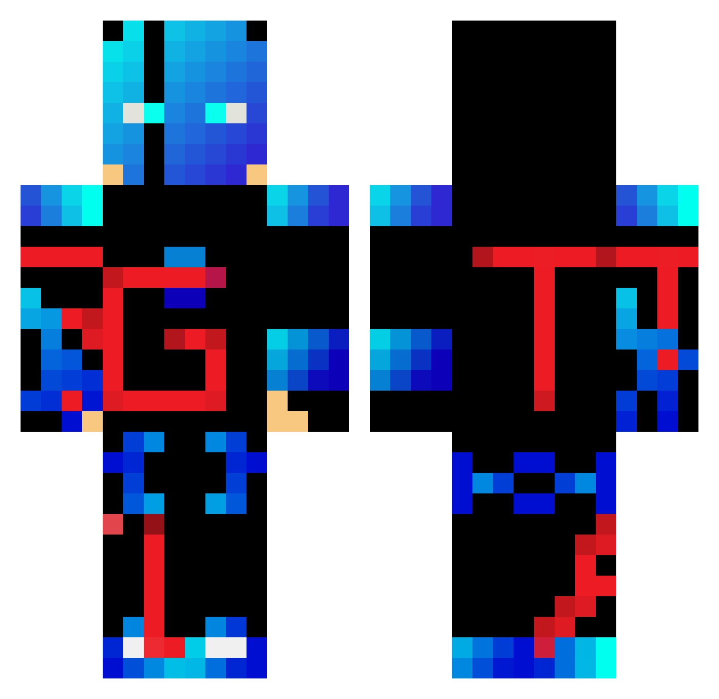 MixDiamond Minecraft skin, front and back view