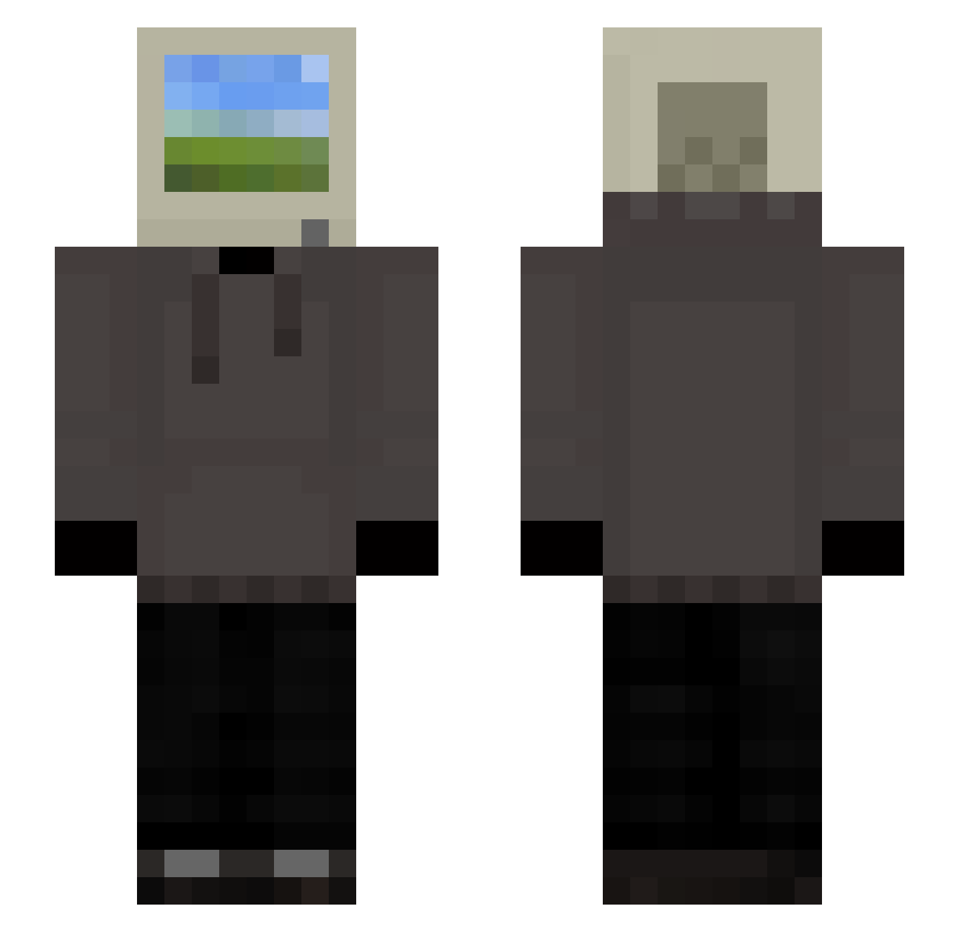 Spackles Minecraft skin, front and back view
