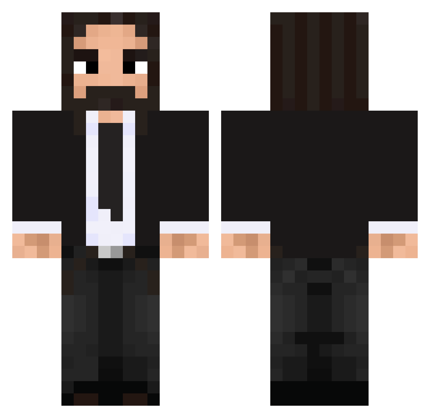 EwanCarr Minecraft skin, front and back view