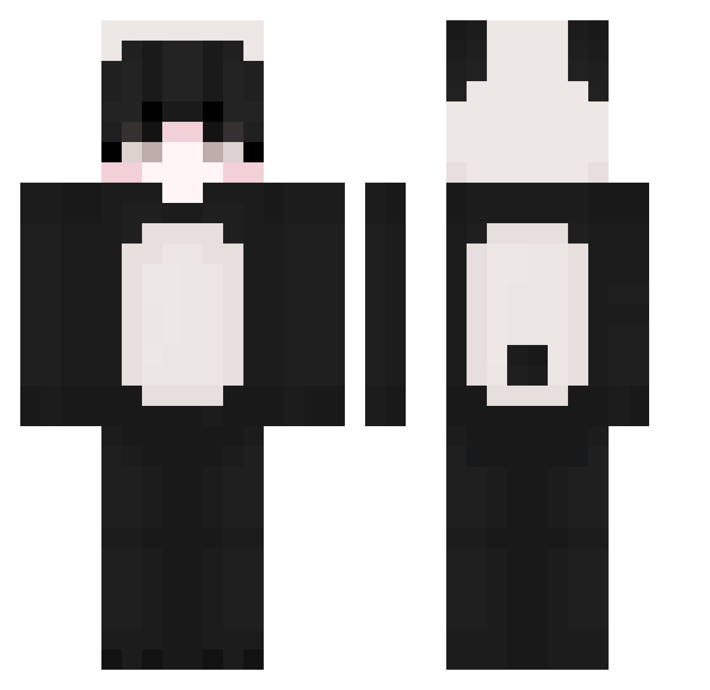 MrPandouille Minecraft skin, front and back view