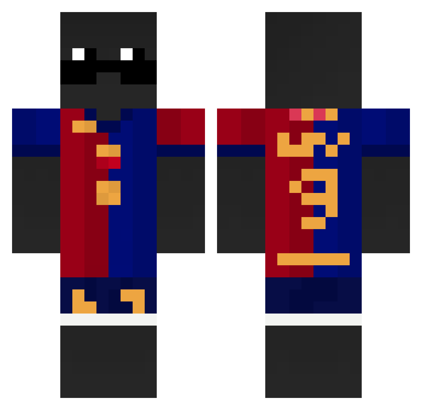 Nowique02 Minecraft skin, front and back view