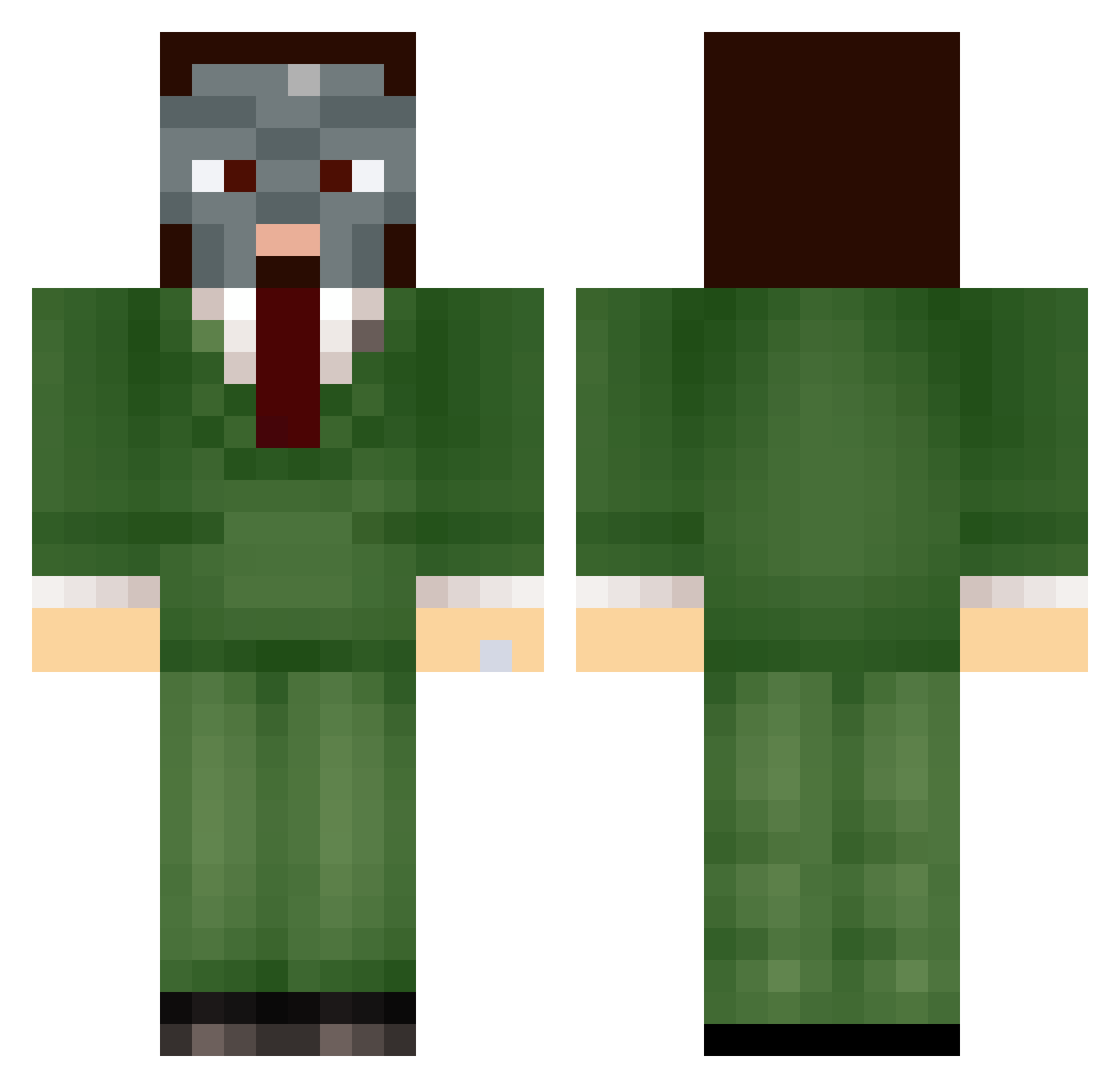 caulkhead Minecraft skin, front and back view