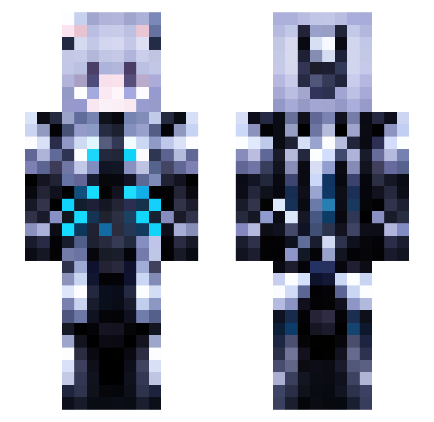 Soulake Minecraft skin, front and back view