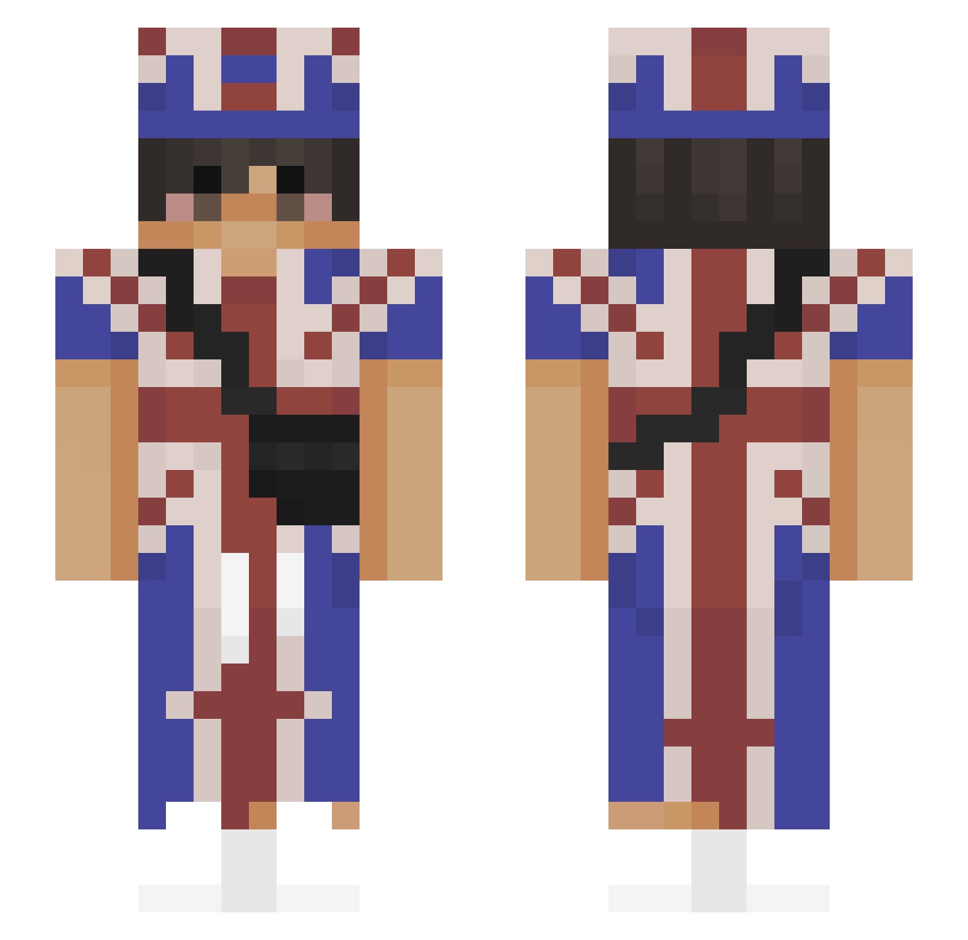 DikFuq Minecraft skin, front and back view