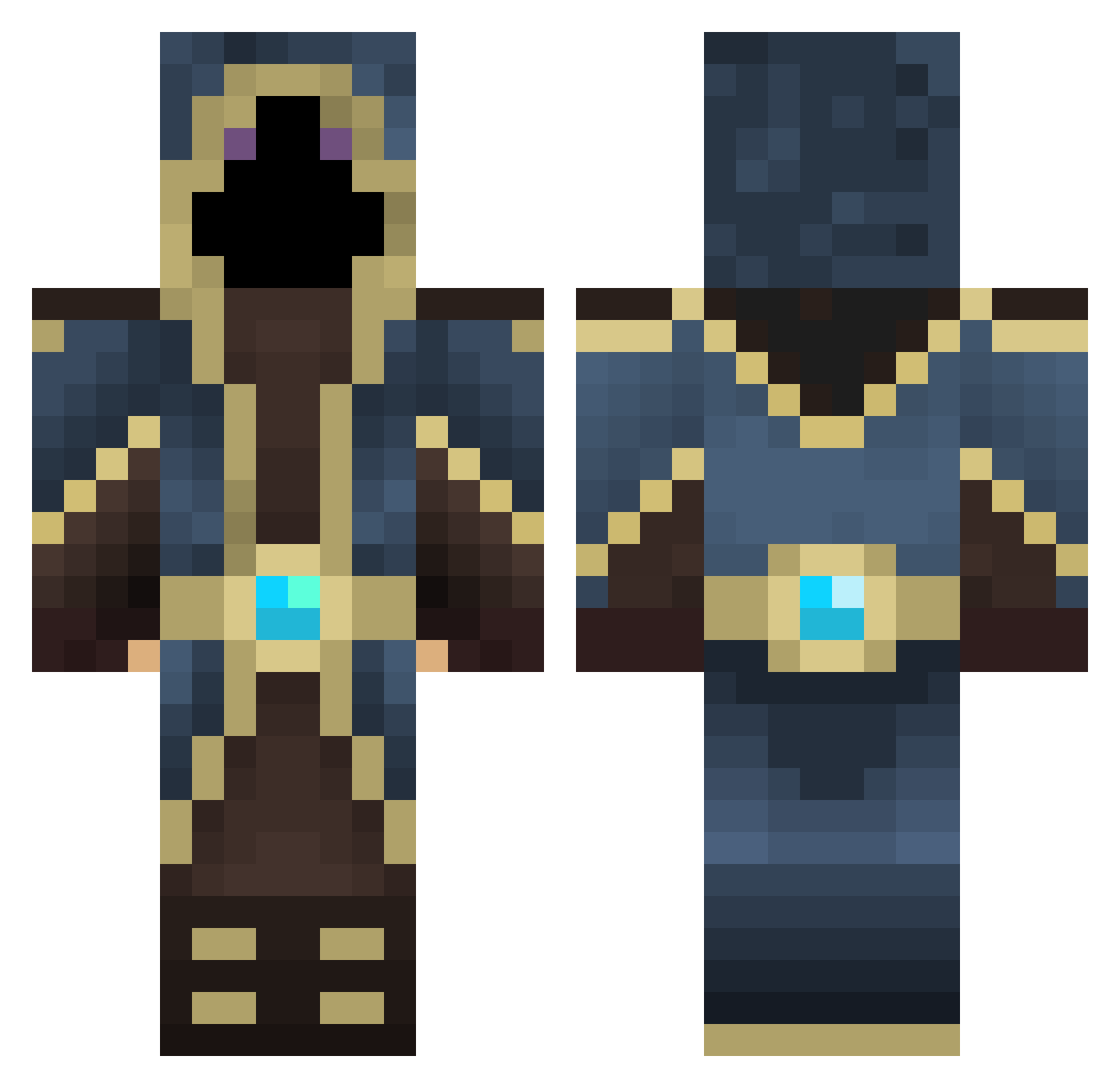 Scarabee Minecraft skin, front and back view
