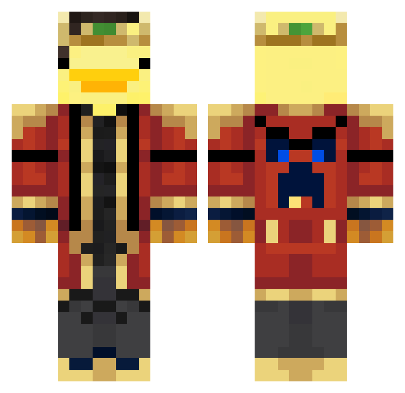 Morito1601 Minecraft skin, front and back view