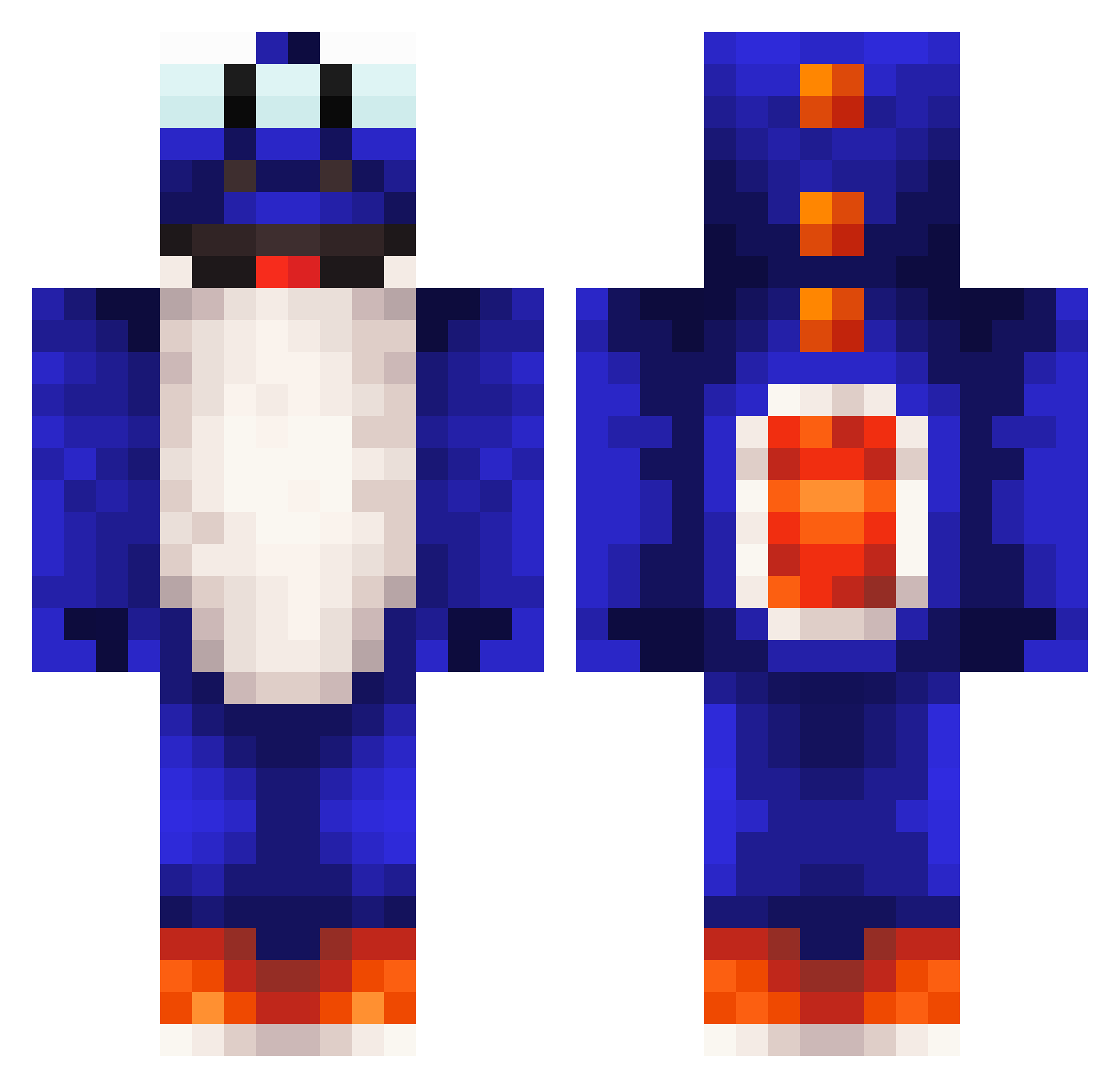 Mutualize Minecraft skin, front and back view