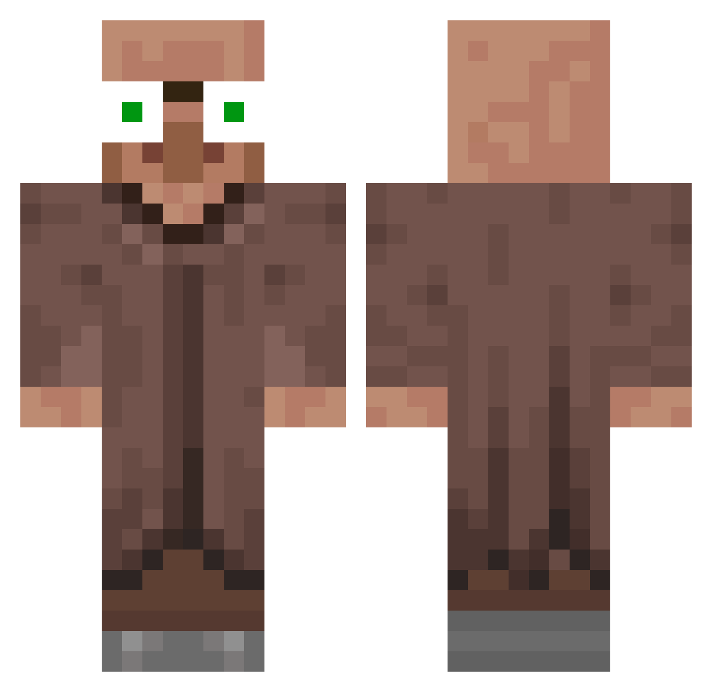 qiddr Minecraft skin, front and back view