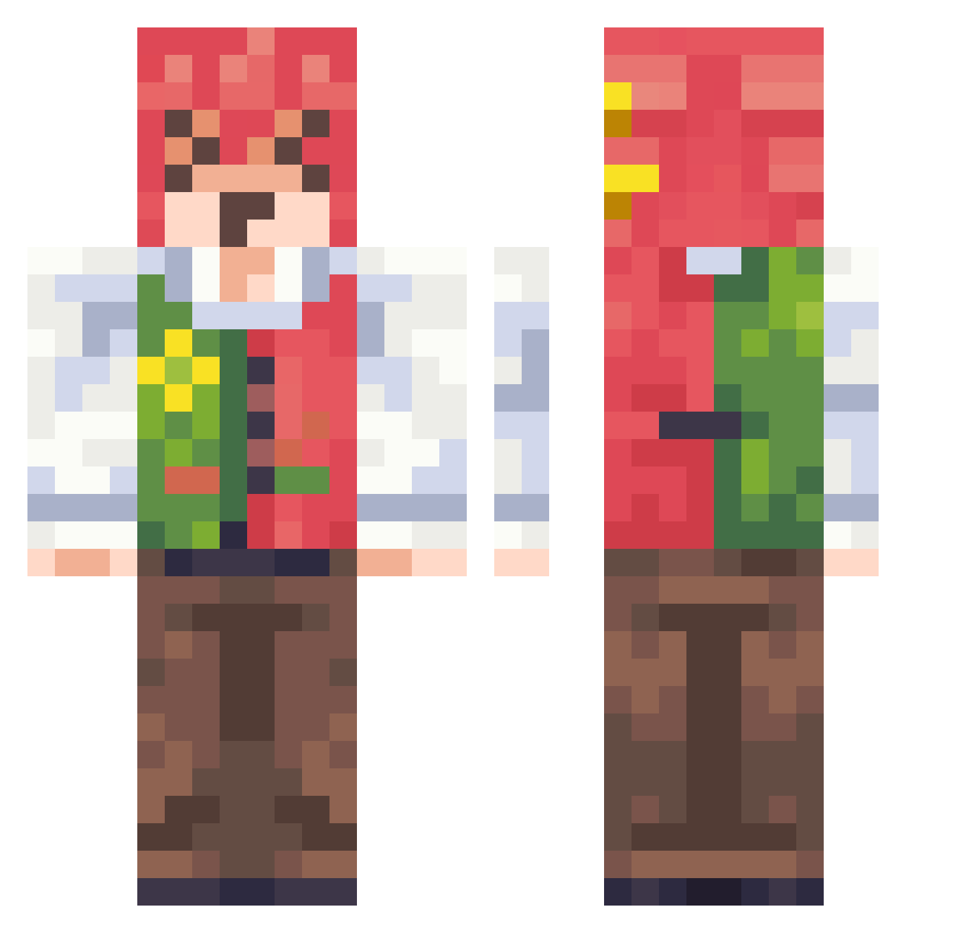 Peeperti Minecraft skin, front and back view