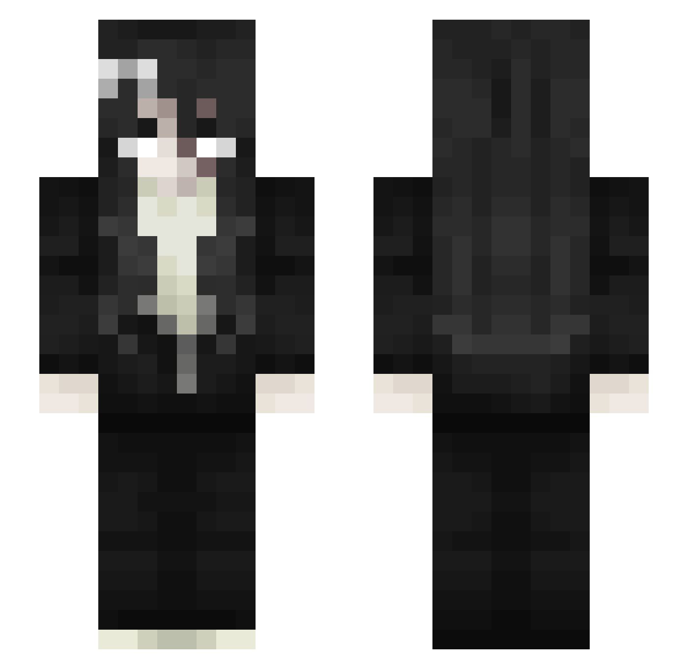 Frazziee Minecraft skin, front and back view