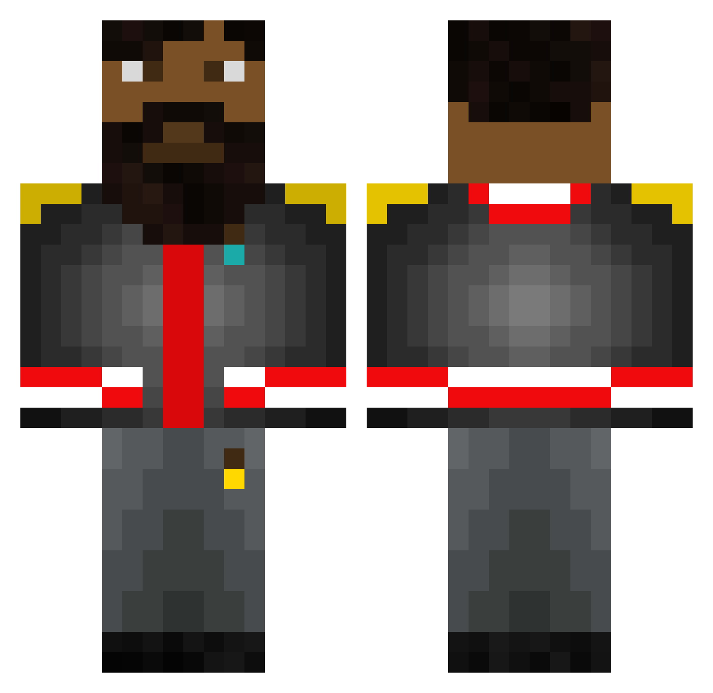 Masual Minecraft skin, front and back view