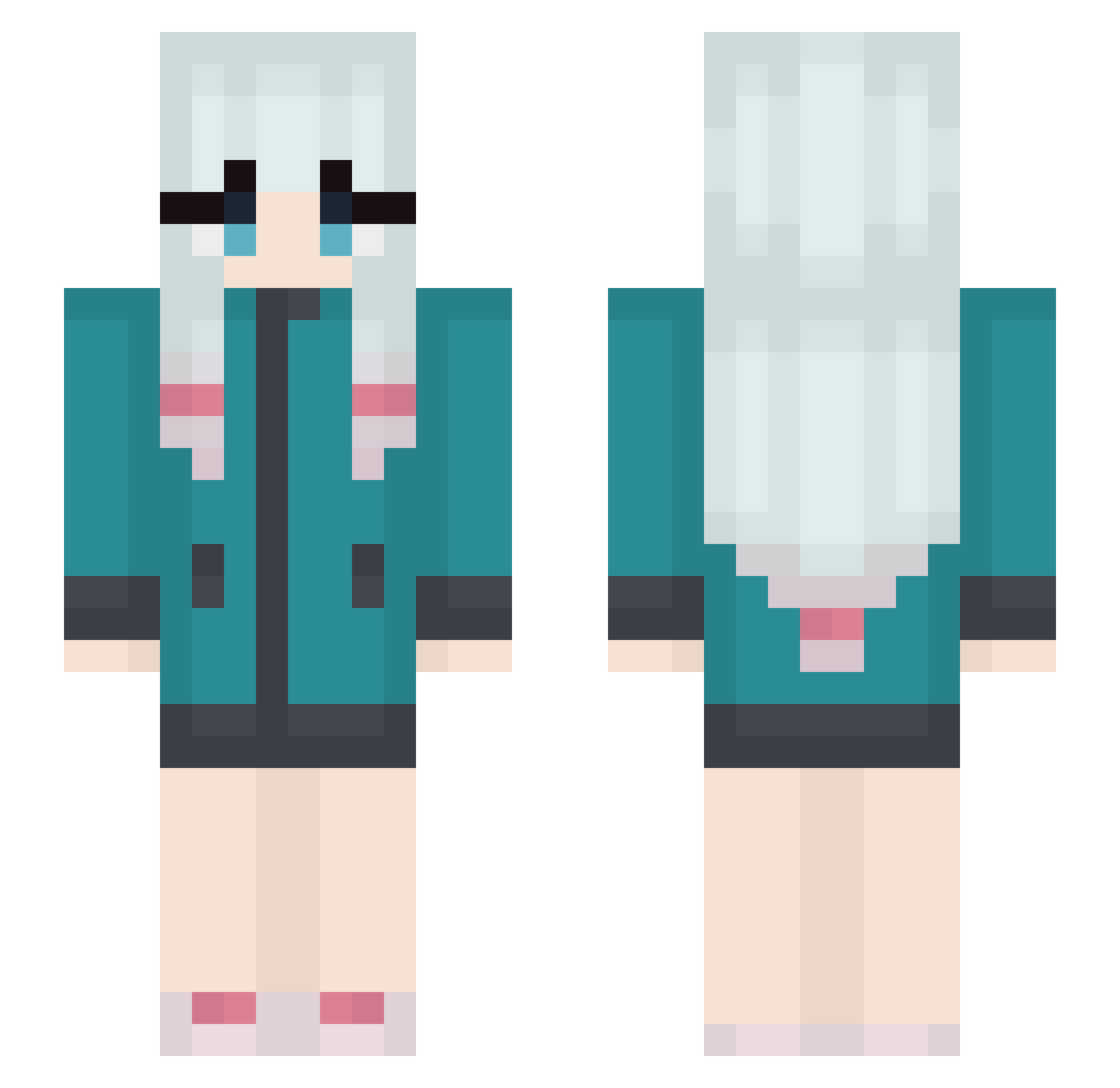 yuiimetal Minecraft skin, front and back view