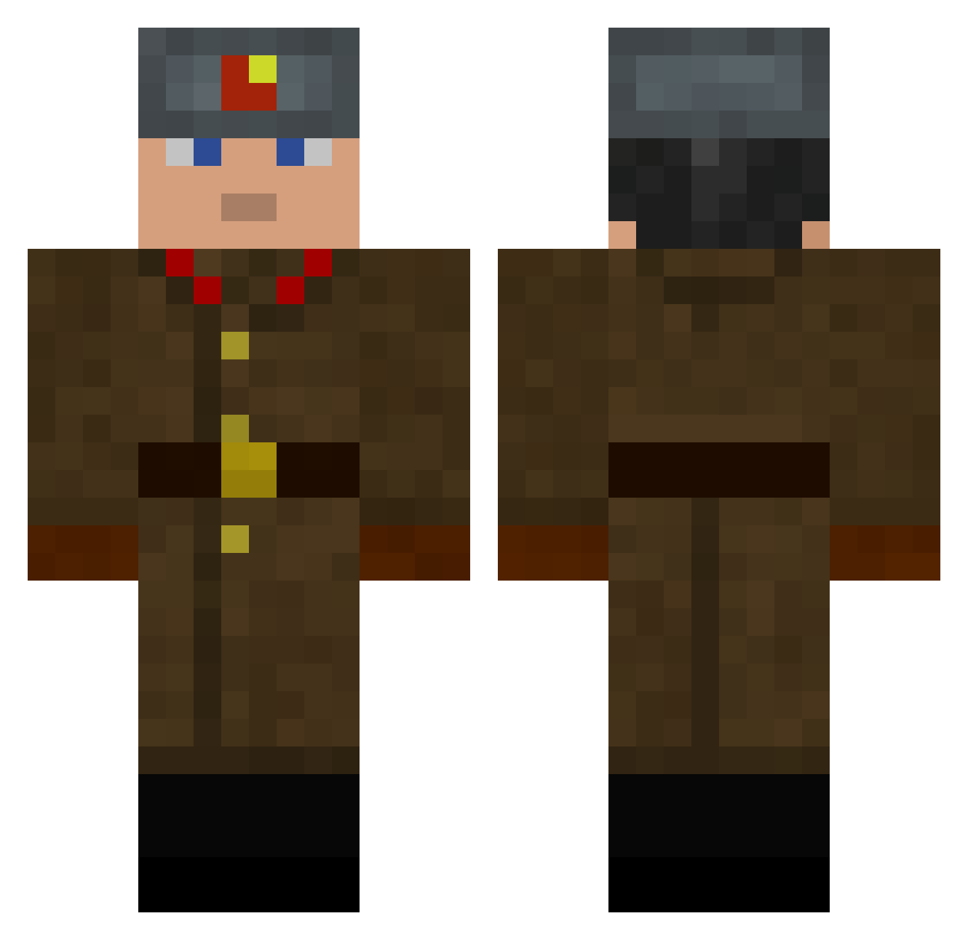 Nevil23 Minecraft skin, front and back view