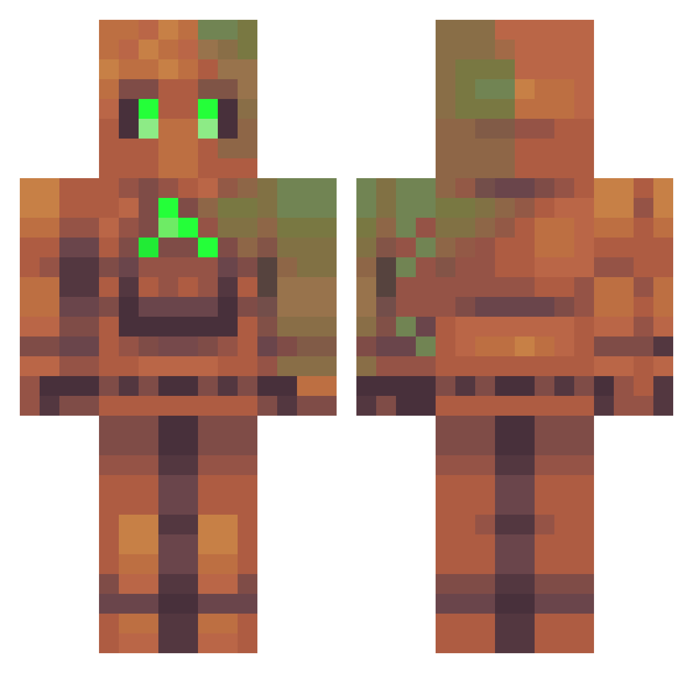 UnknownMercenary Minecraft skin, front and back view
