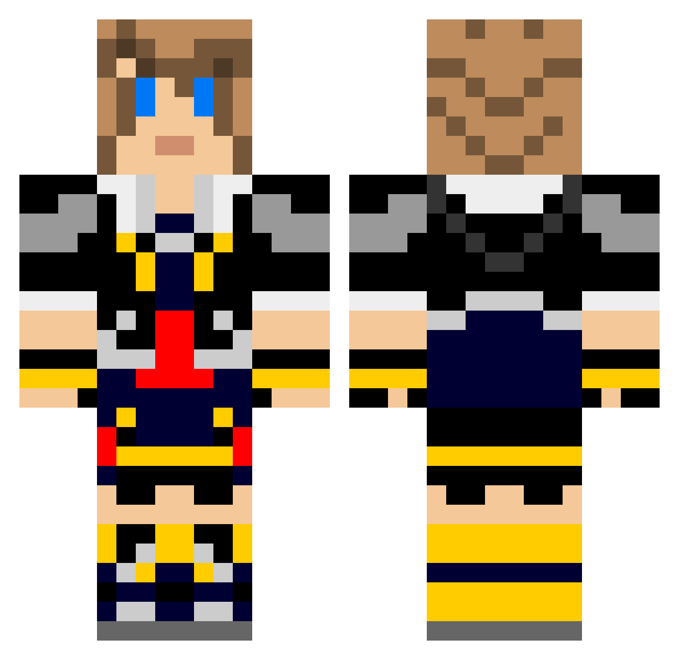 yeRasp Minecraft skin, front and back view