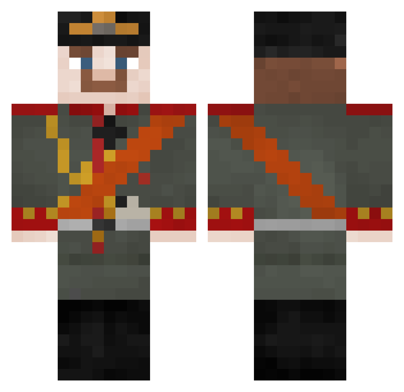 SgtSushi98 Minecraft skin, front and back view