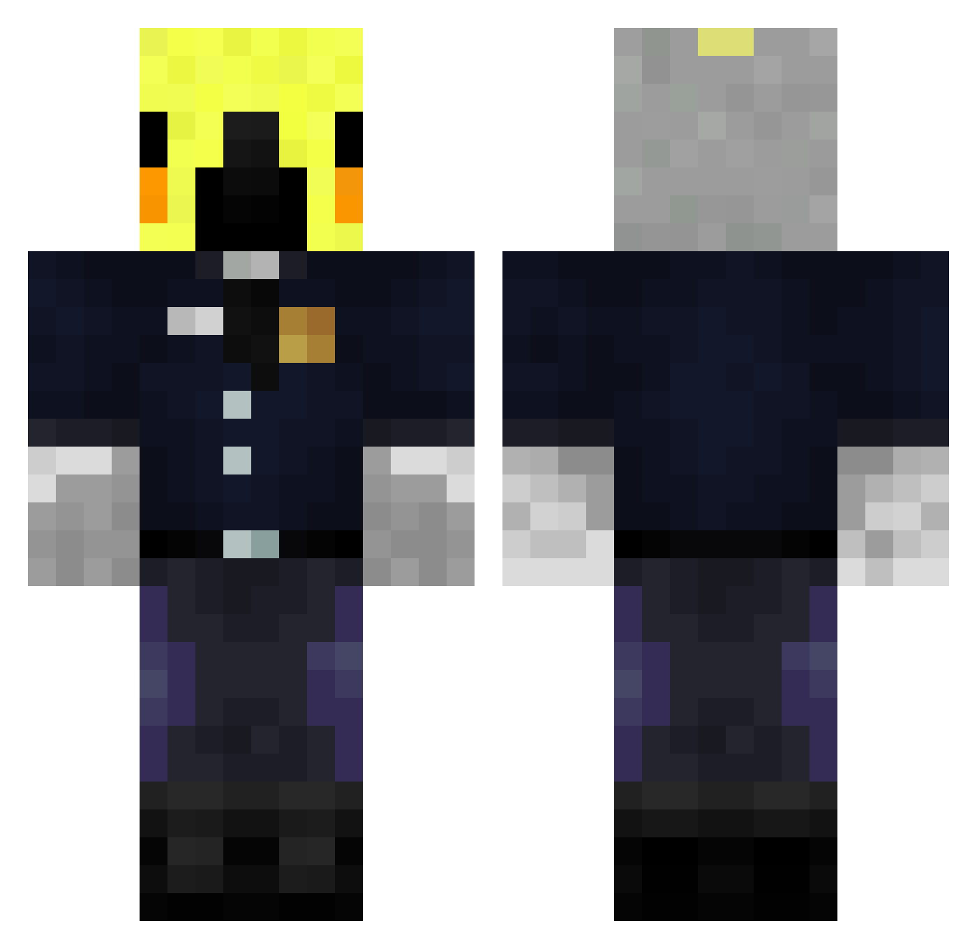 Miggetbird Minecraft skin, front and back view