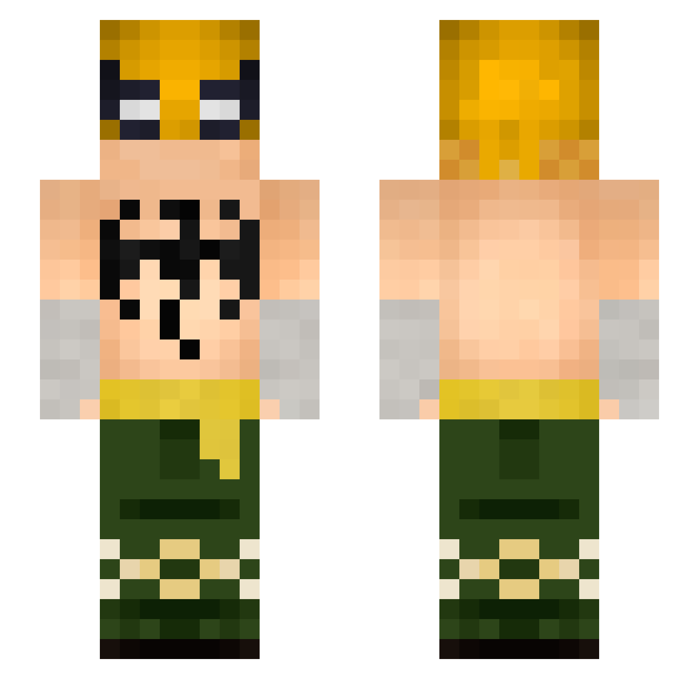 Mechalodaunt Minecraft skin, front and back view