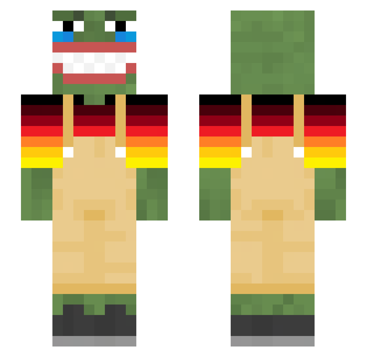 Robo02 Minecraft skin, front and back view