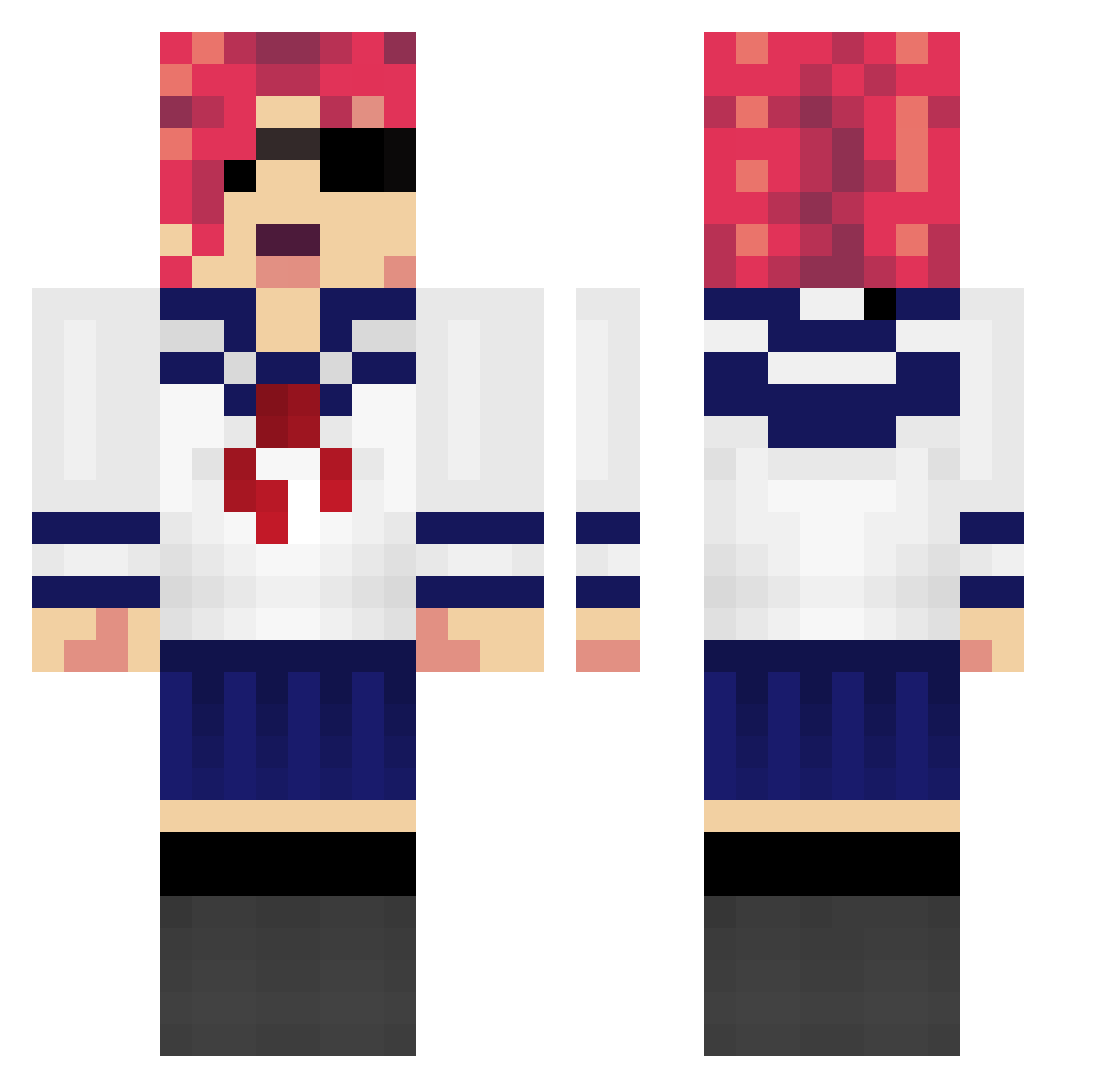 Lexxass Minecraft skin, front and back view