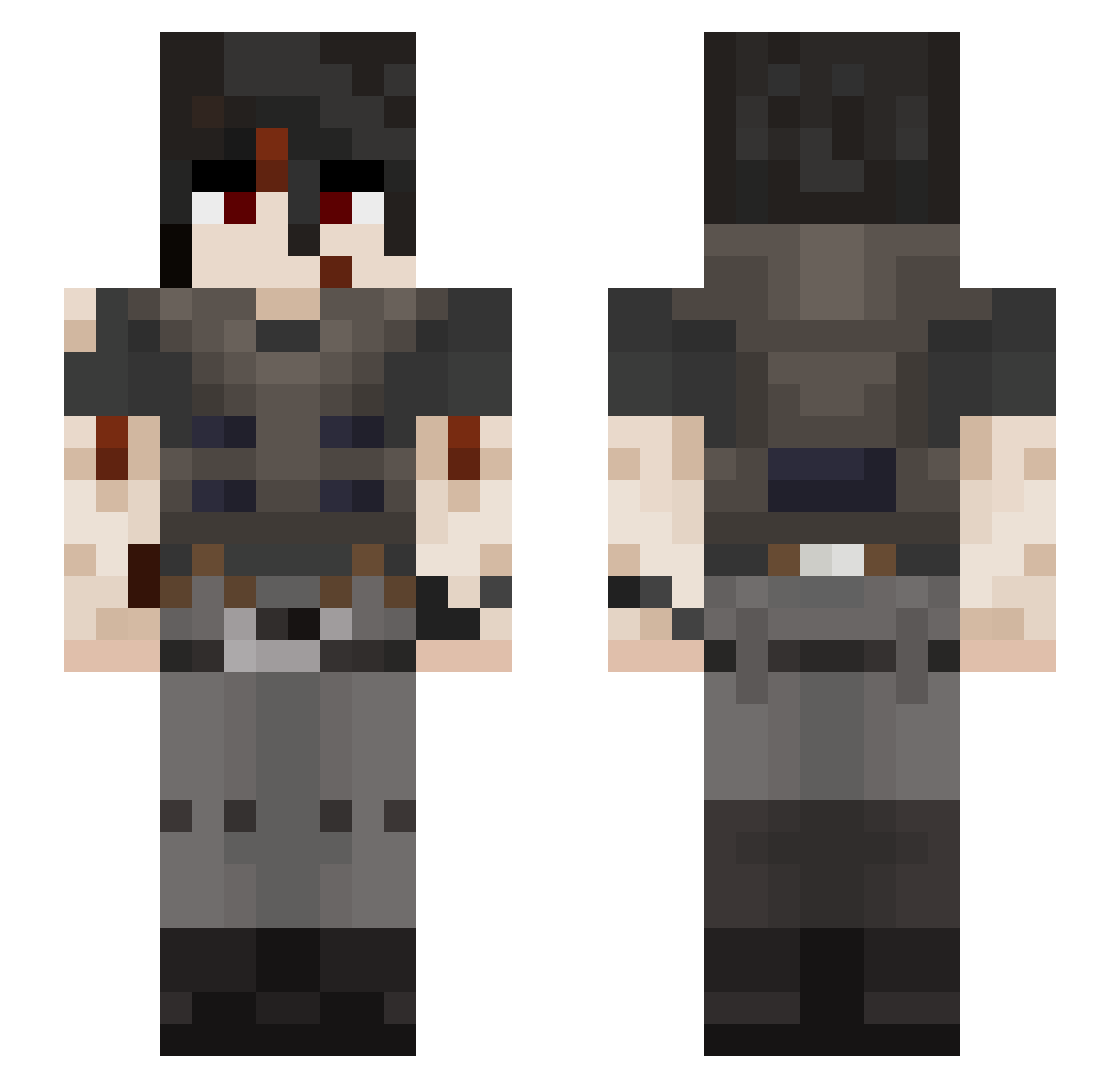 Mortemos Minecraft skin, front and back view