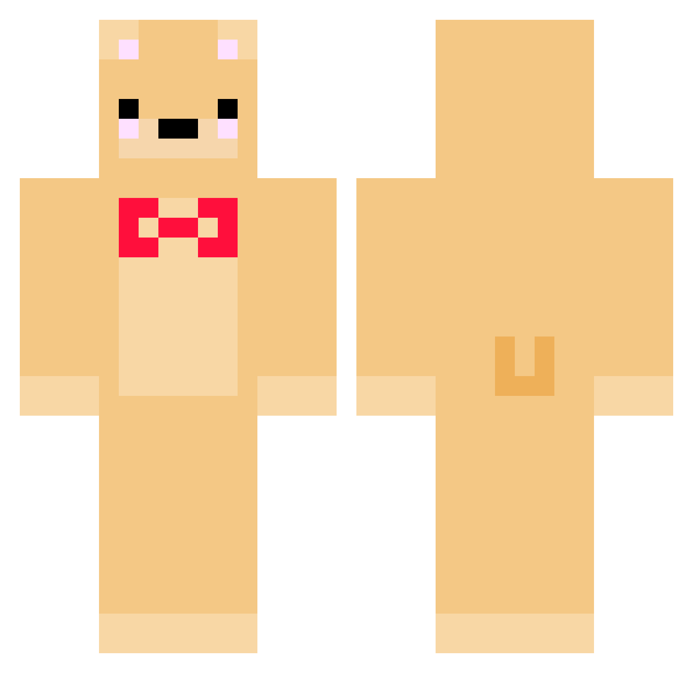 Claims Minecraft skin, front and back view