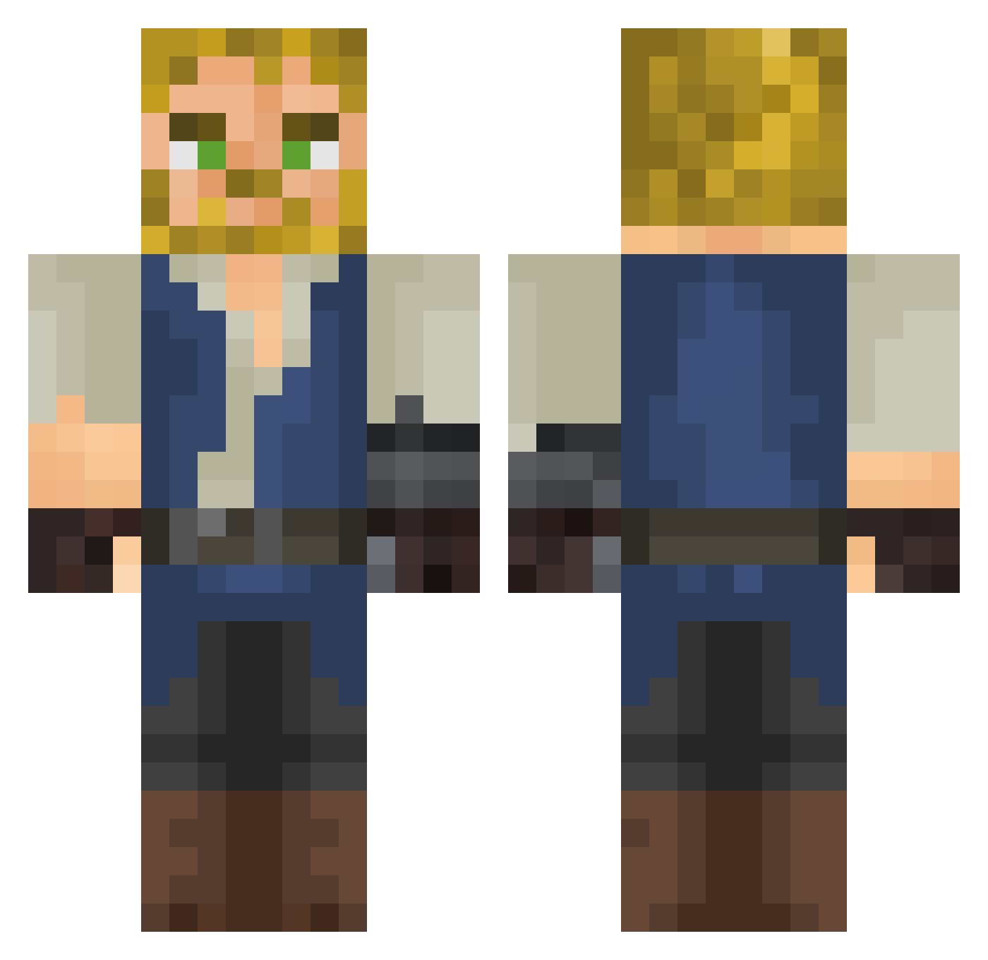 Mailfray Minecraft skin, front and back view