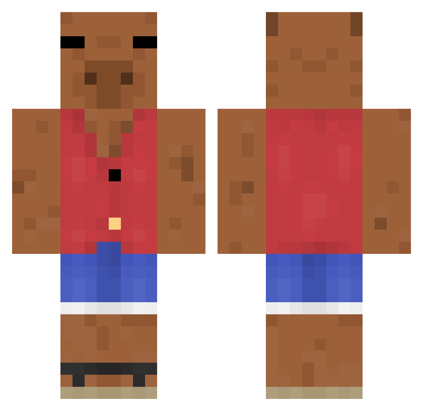 Camilows Minecraft skin, front and back view