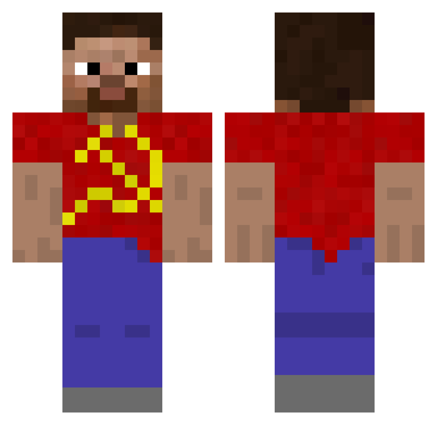 LuxRobota Minecraft skin, front and back view