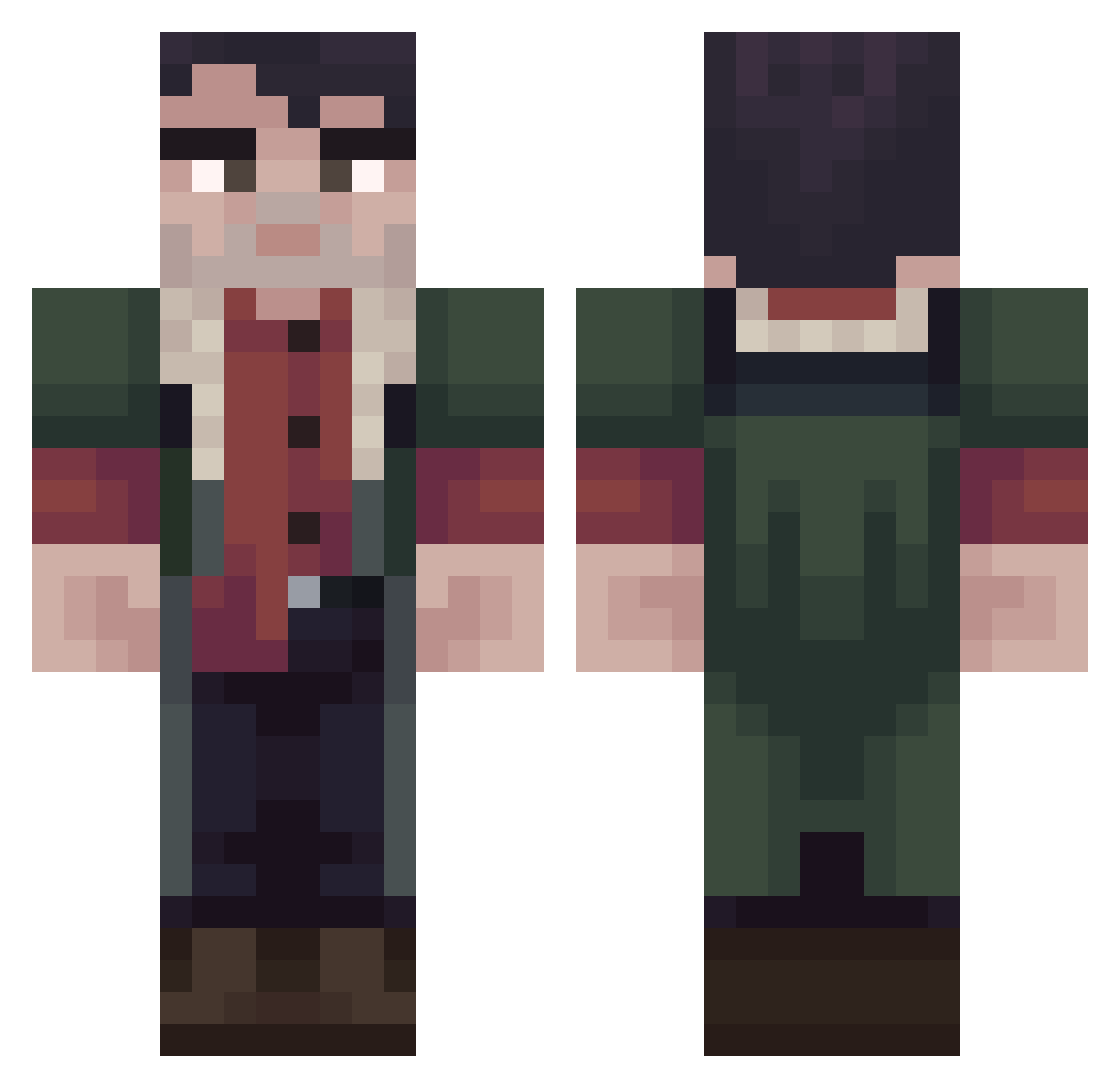 xNastiKx Minecraft skin, front and back view