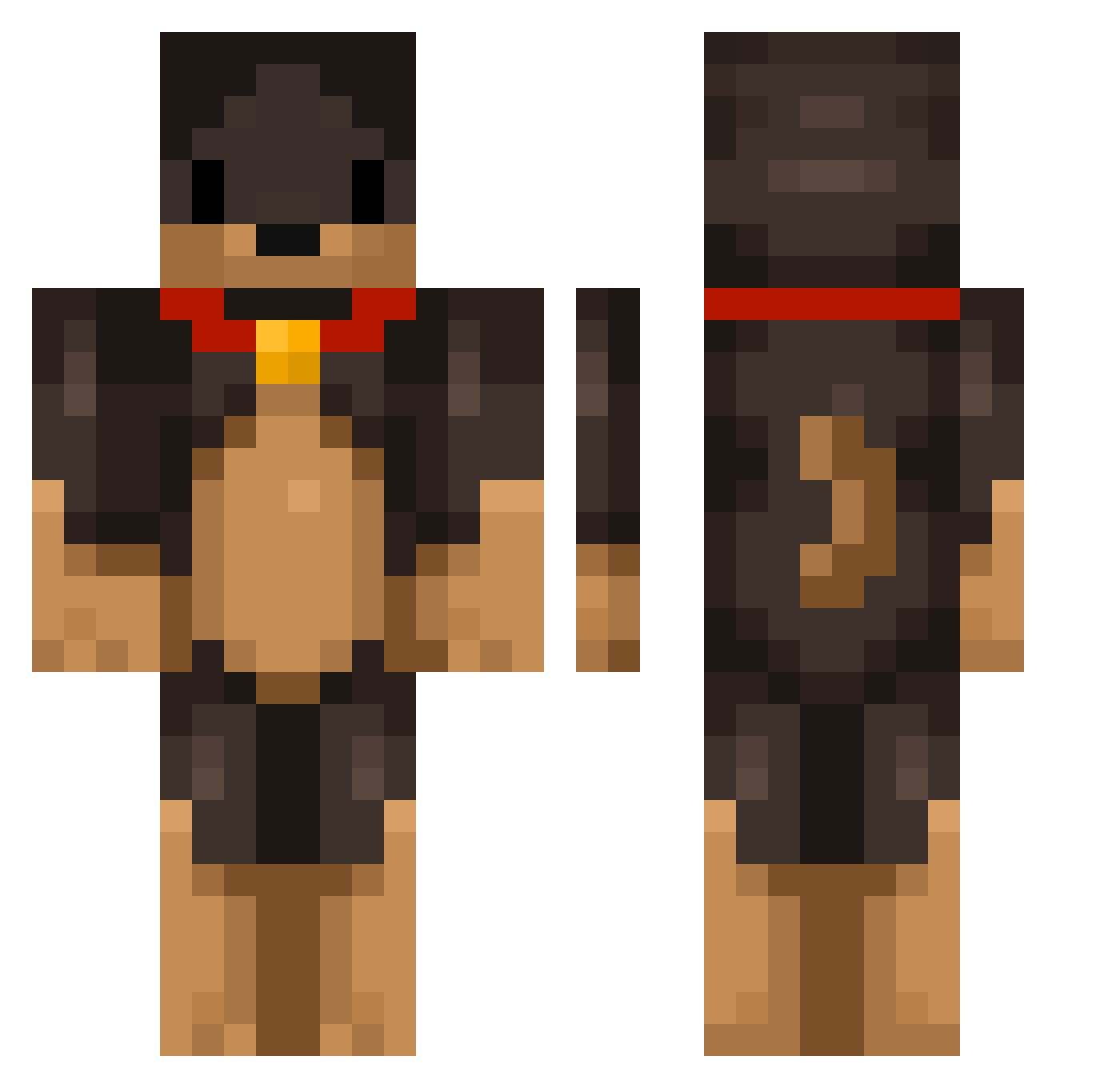 elliefan Minecraft skin, front and back view