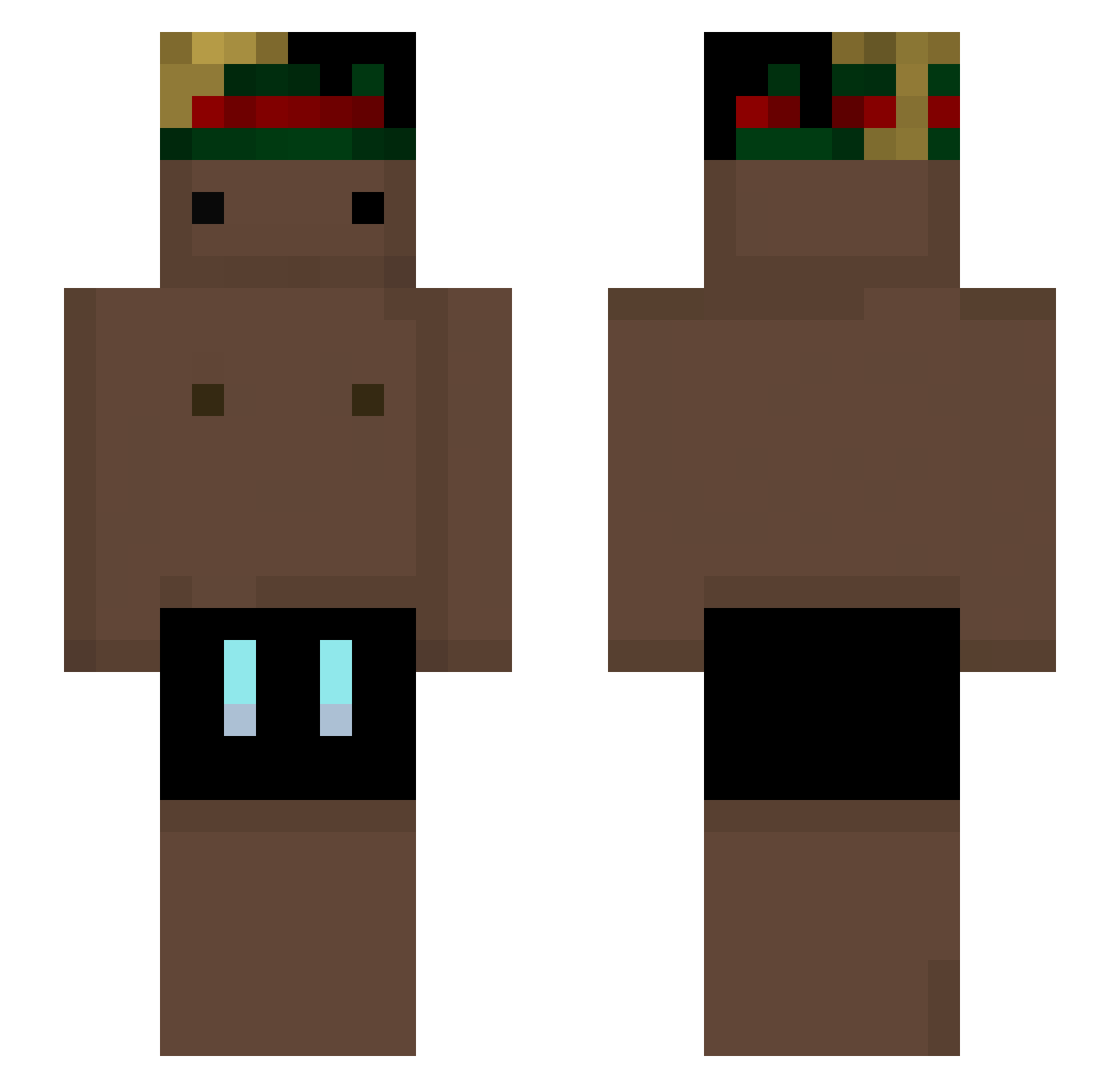 wetio Minecraft skin, front and back view