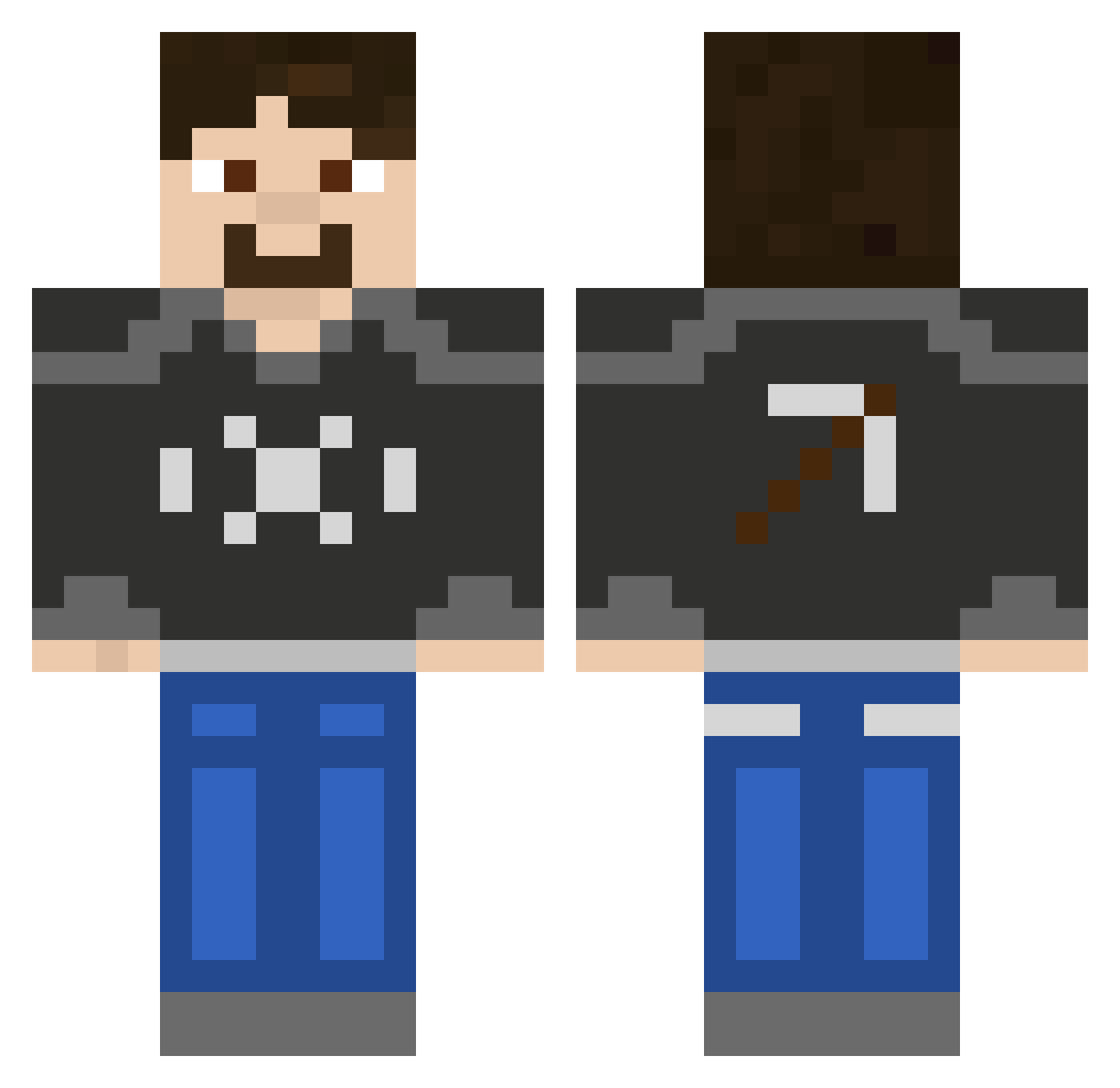 Blechi32 Minecraft skin, front and back view