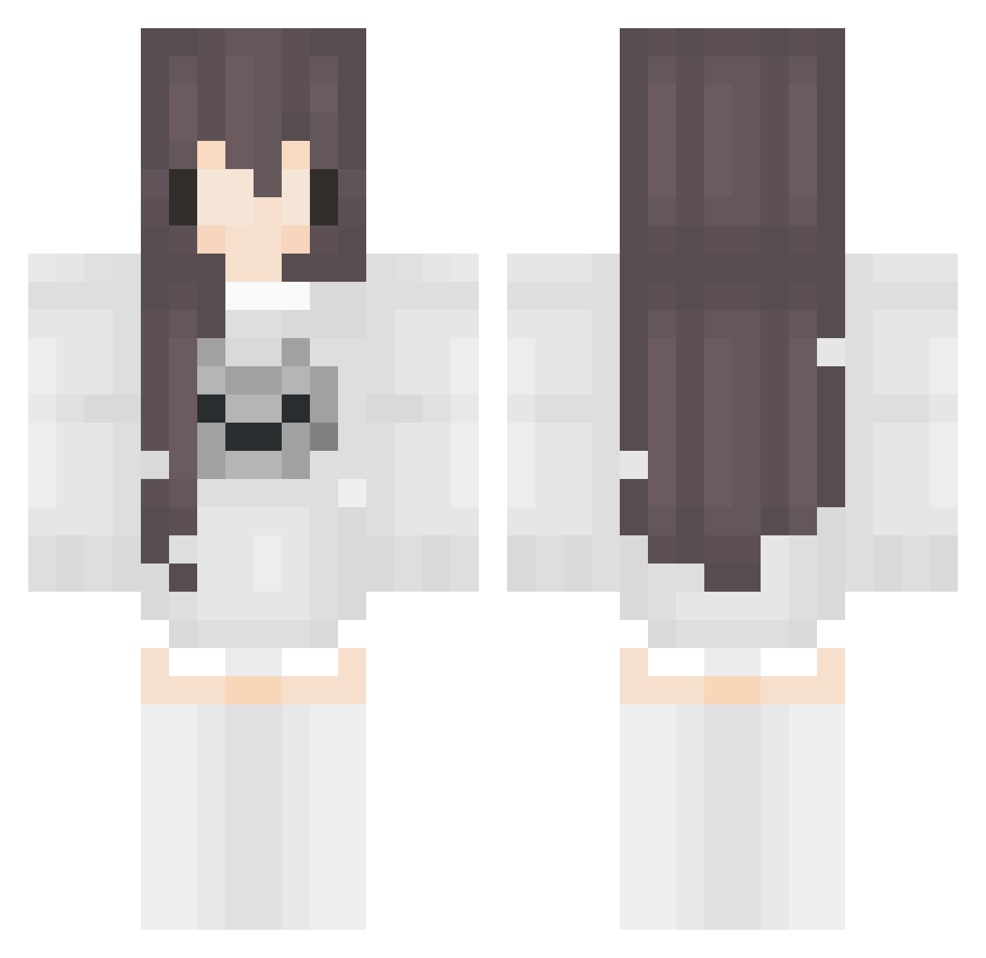 Unnebell Minecraft skin, front and back view