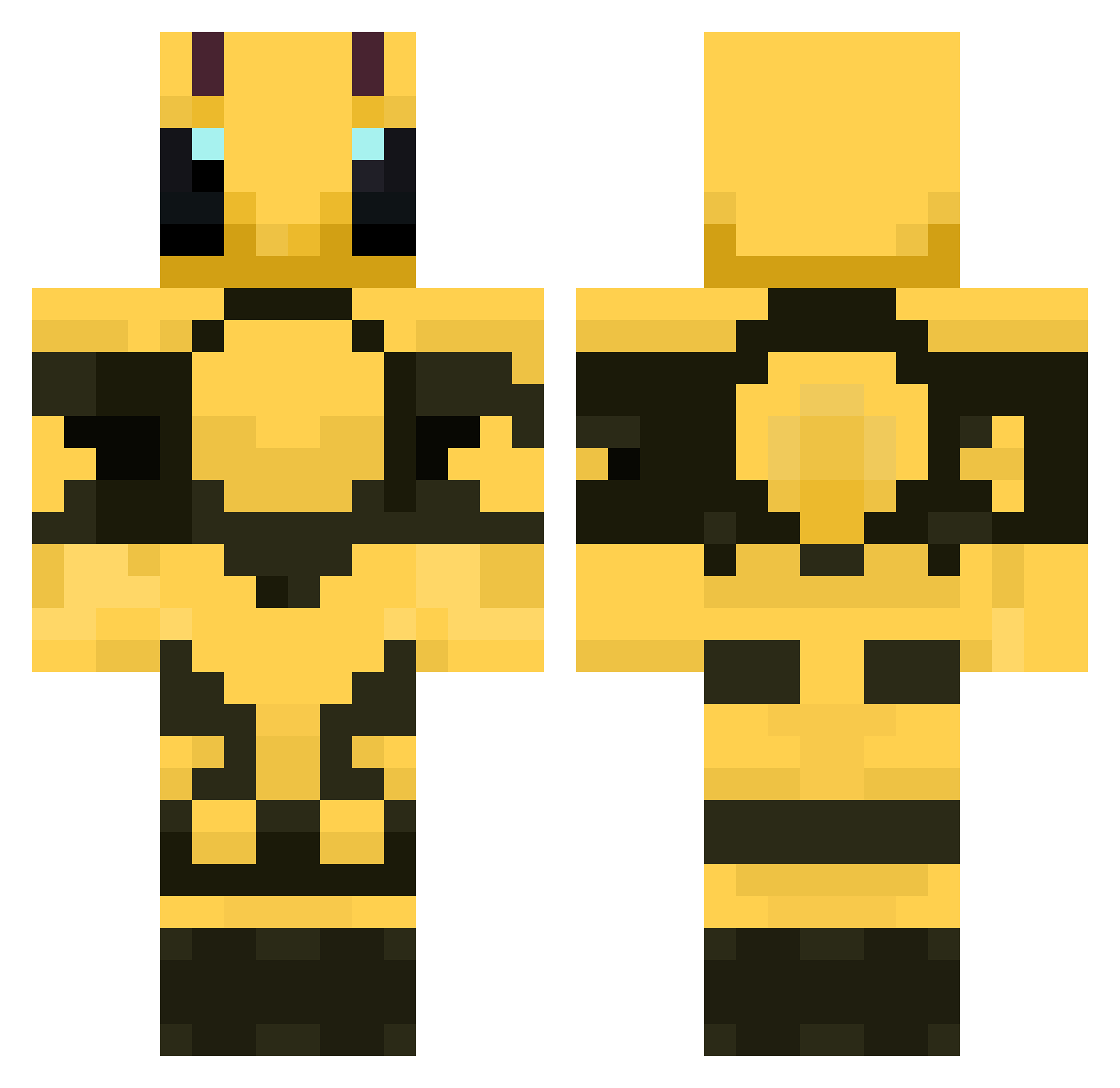 Beestructioner Minecraft skin, front and back view